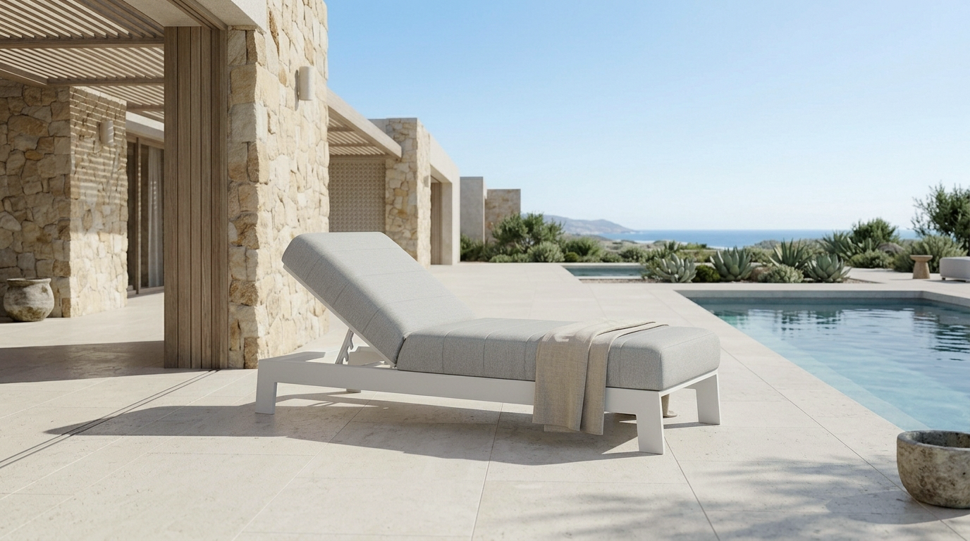 New Noosa White Outdoor Fabric Sun Lounge