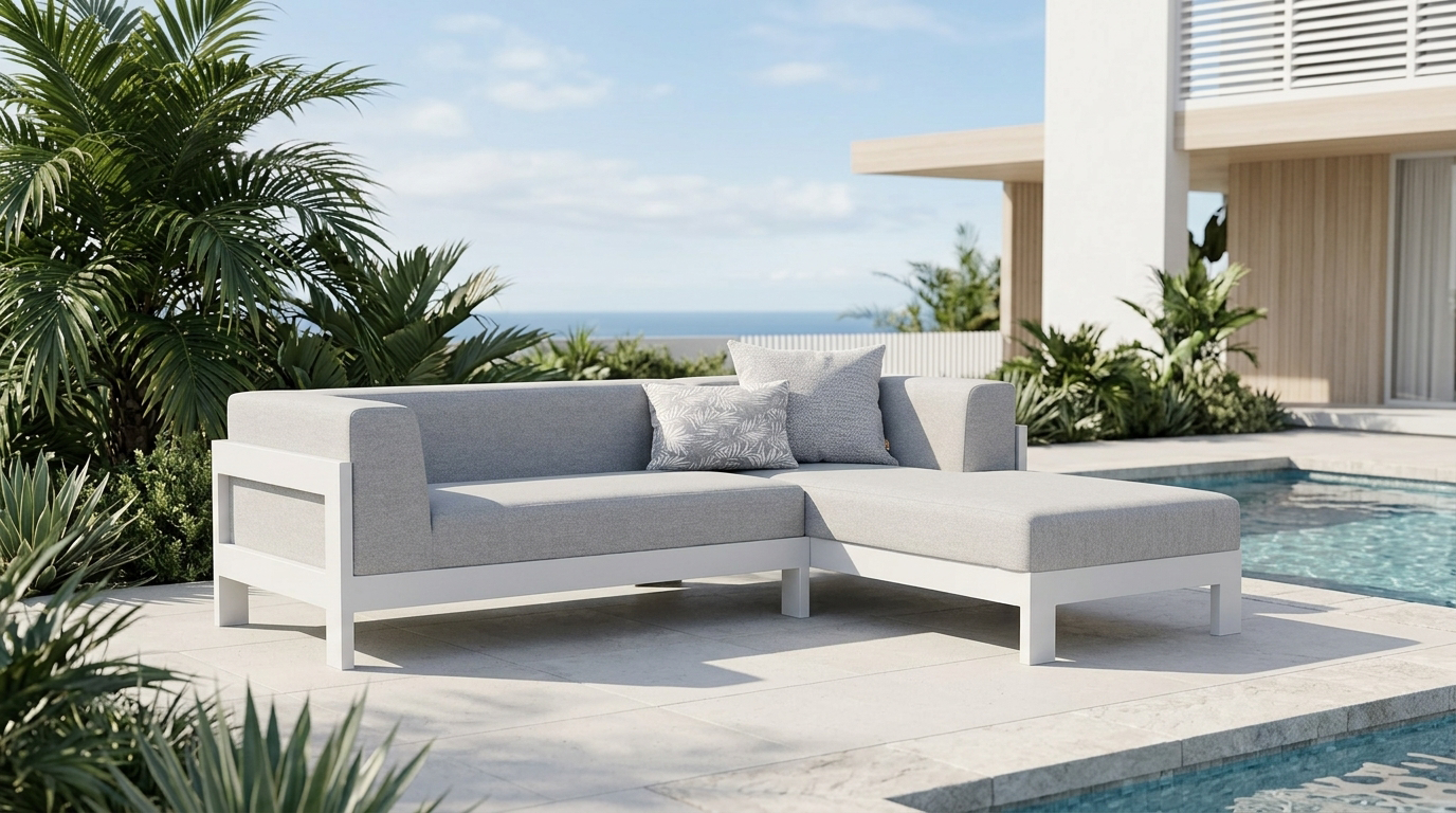 New Noosa White Outdoor Fabric Chaise Lounge