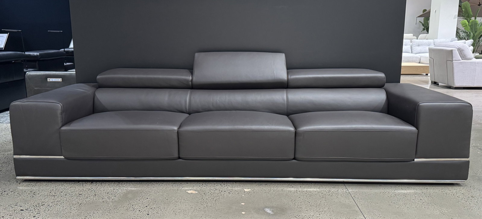NAPOLEON Leather Three Seat Sofa (Main Colour: Premium Dark Chocolate, Material: Leather + Match) 1