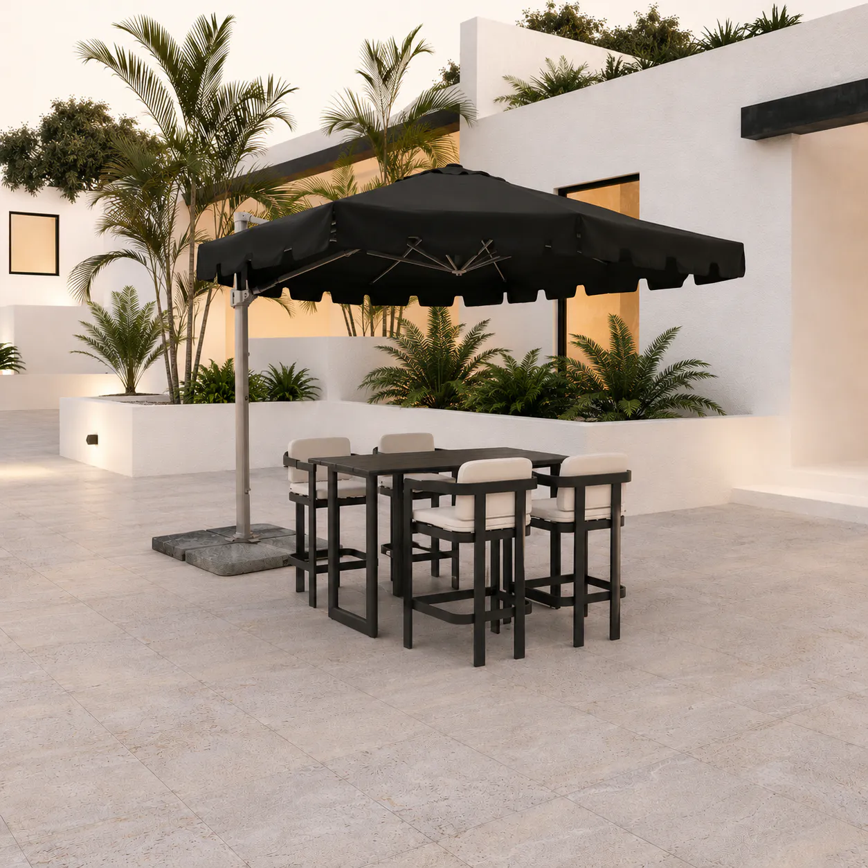 Shelta Nero Black Outdoor Cantilever Umbrella 380cm