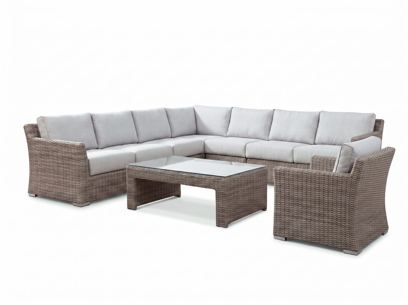 Savannah Outdoor Wicker Large Corner Lounge With Armchair