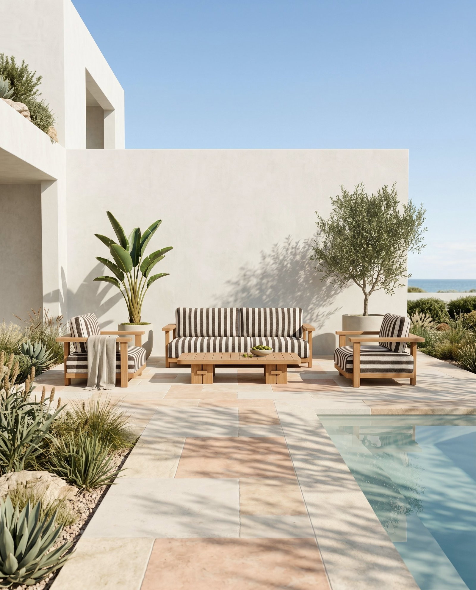 Seaview Outdoor 3+1+1 with Coffee Table