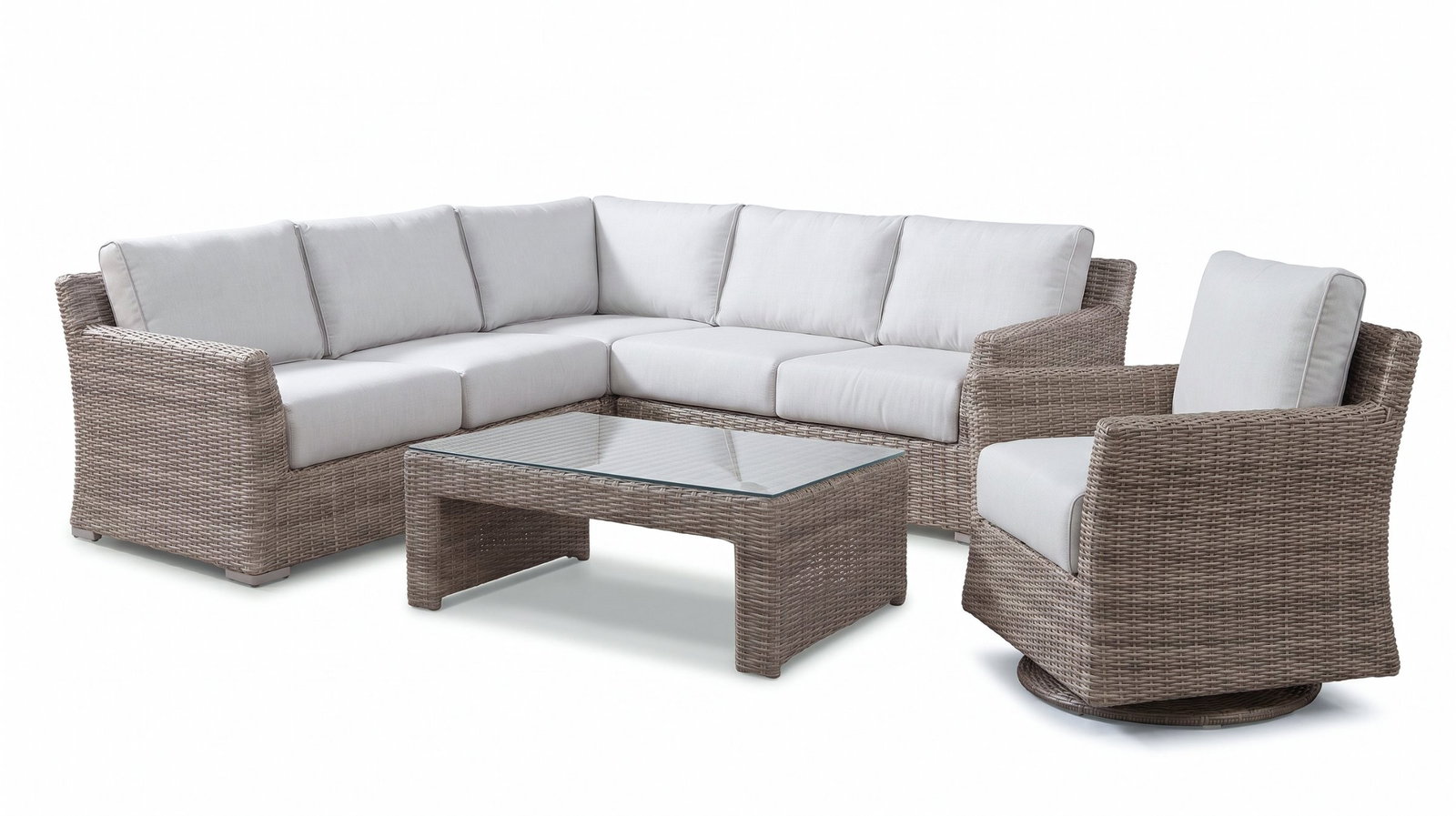 Savannah Outdoor Wicker Corner Lounge With Rocker Chair