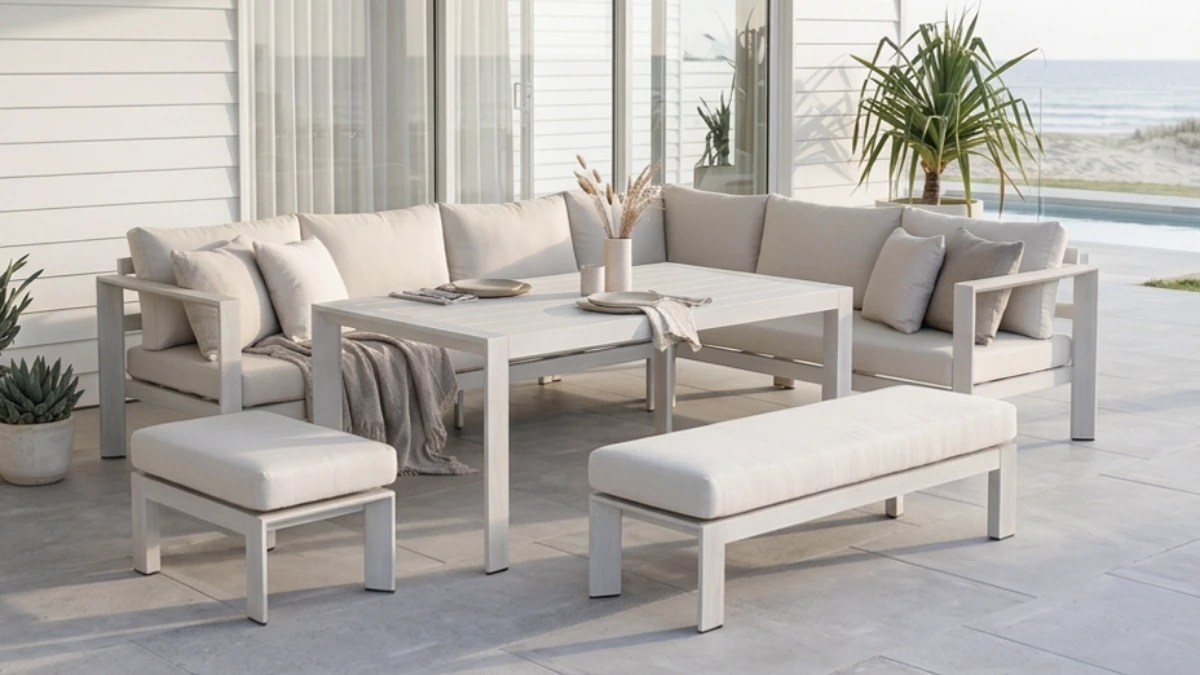 Aluminium outdoor lounge furniture Lavita Outdoor alfresco setting