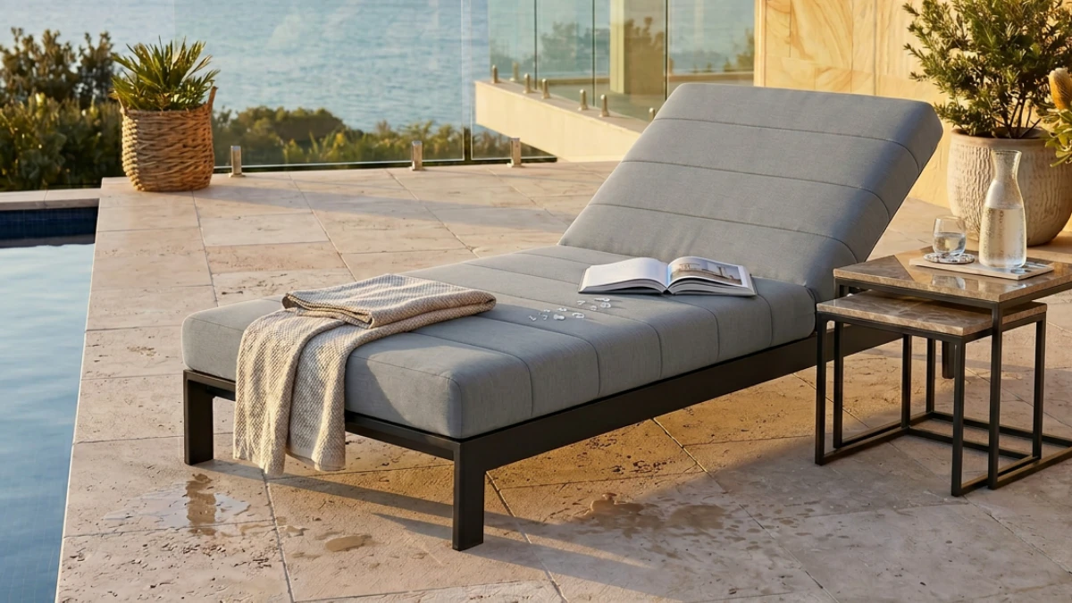 Quick dry foam pool lounger cushion shedding water