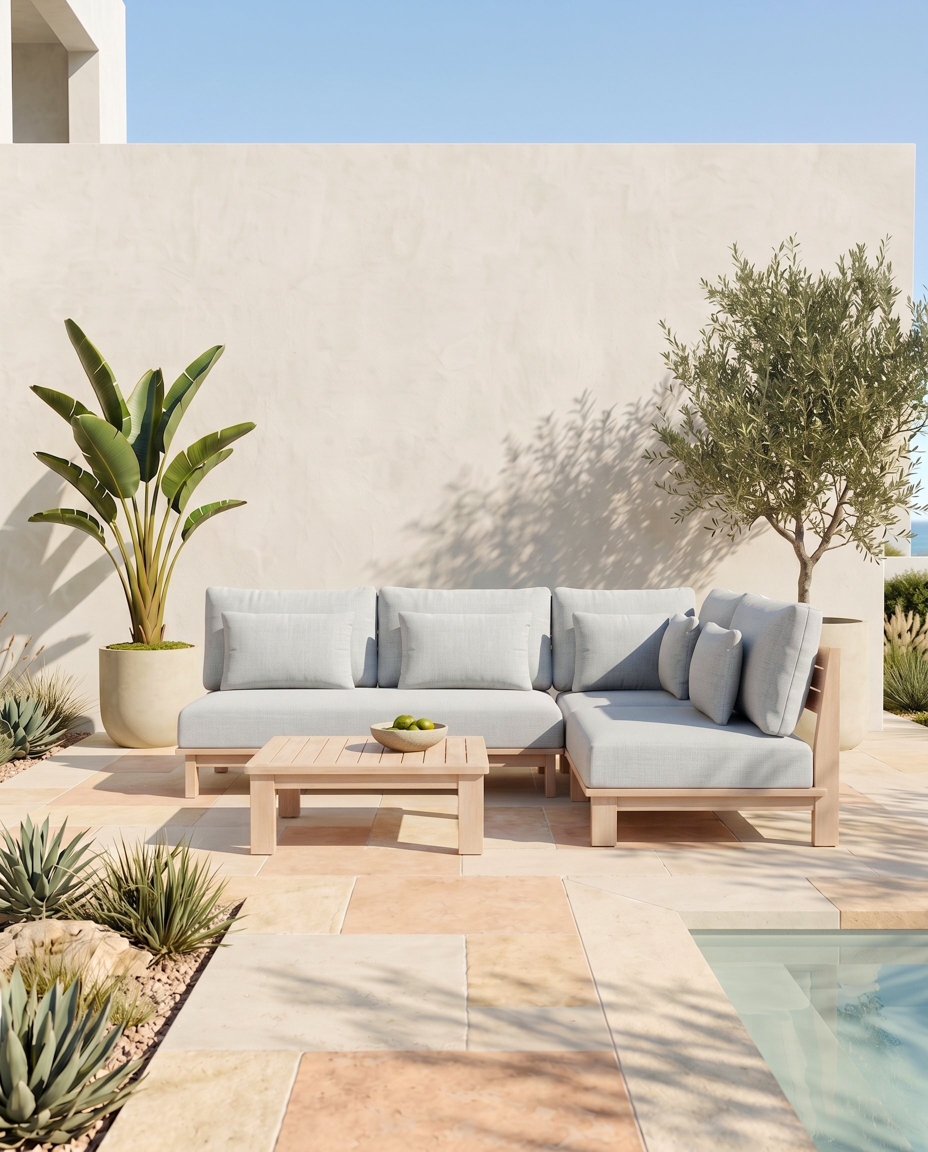 Toolum Outdoor L-Shape Corner Set with Coffee Table