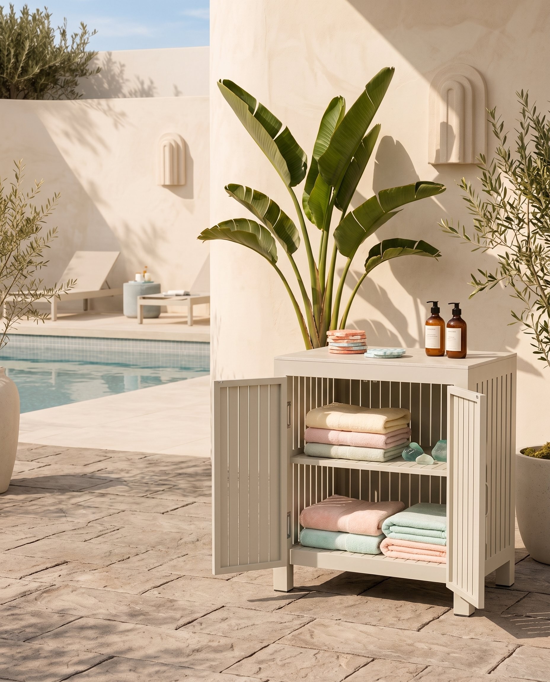 Stow Latte Outdoor Aluminium Storage Cabinet