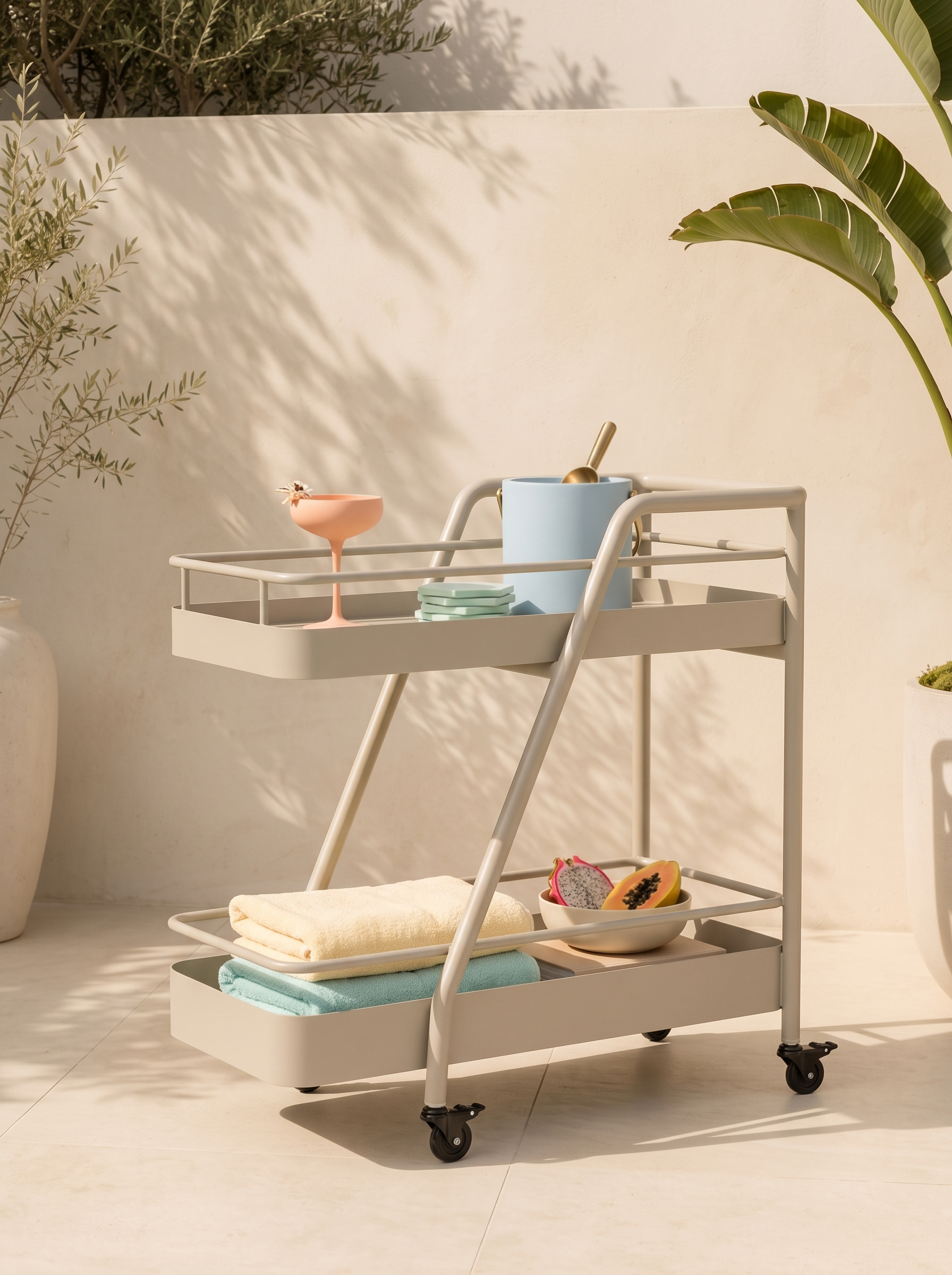 Lazyarvo Outdoor Aluminium Trolley in Latte