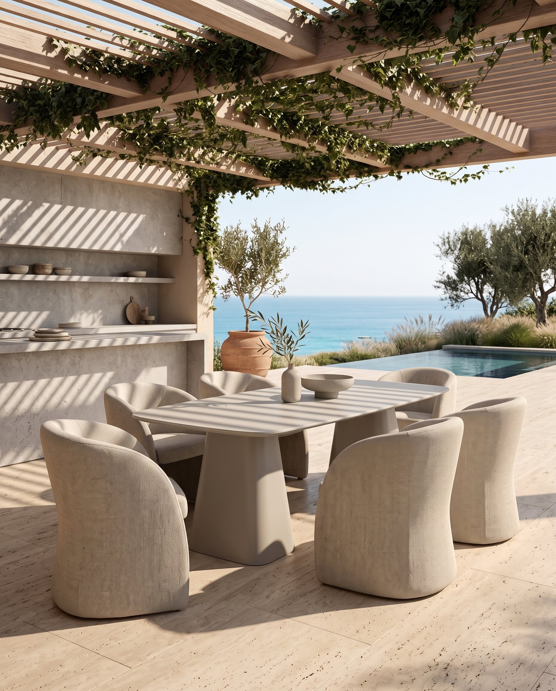 Flume Rectangular 7pc Dining set in Latte