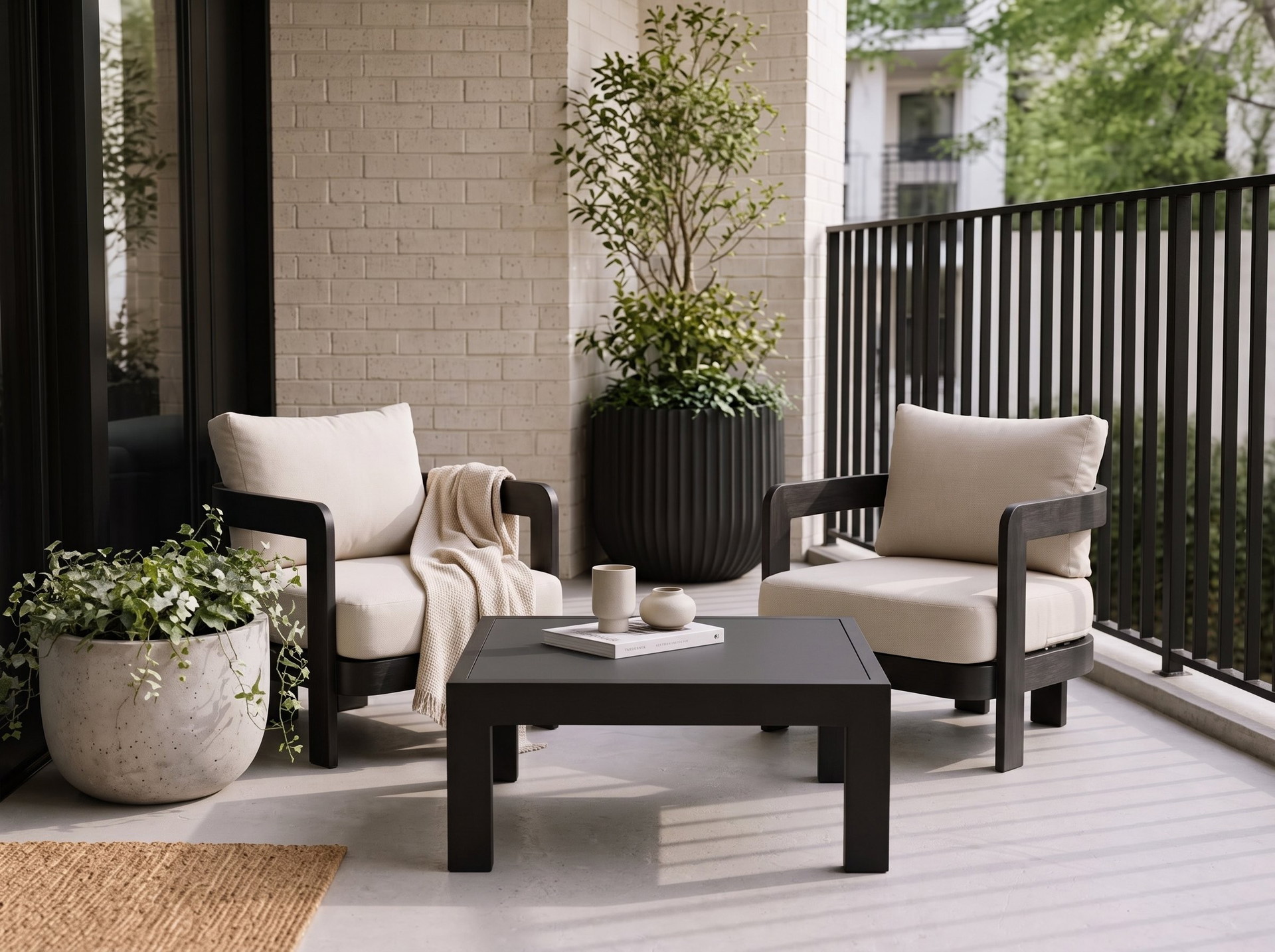 Balmain Outdoor Armchair Set of Two in Ebony