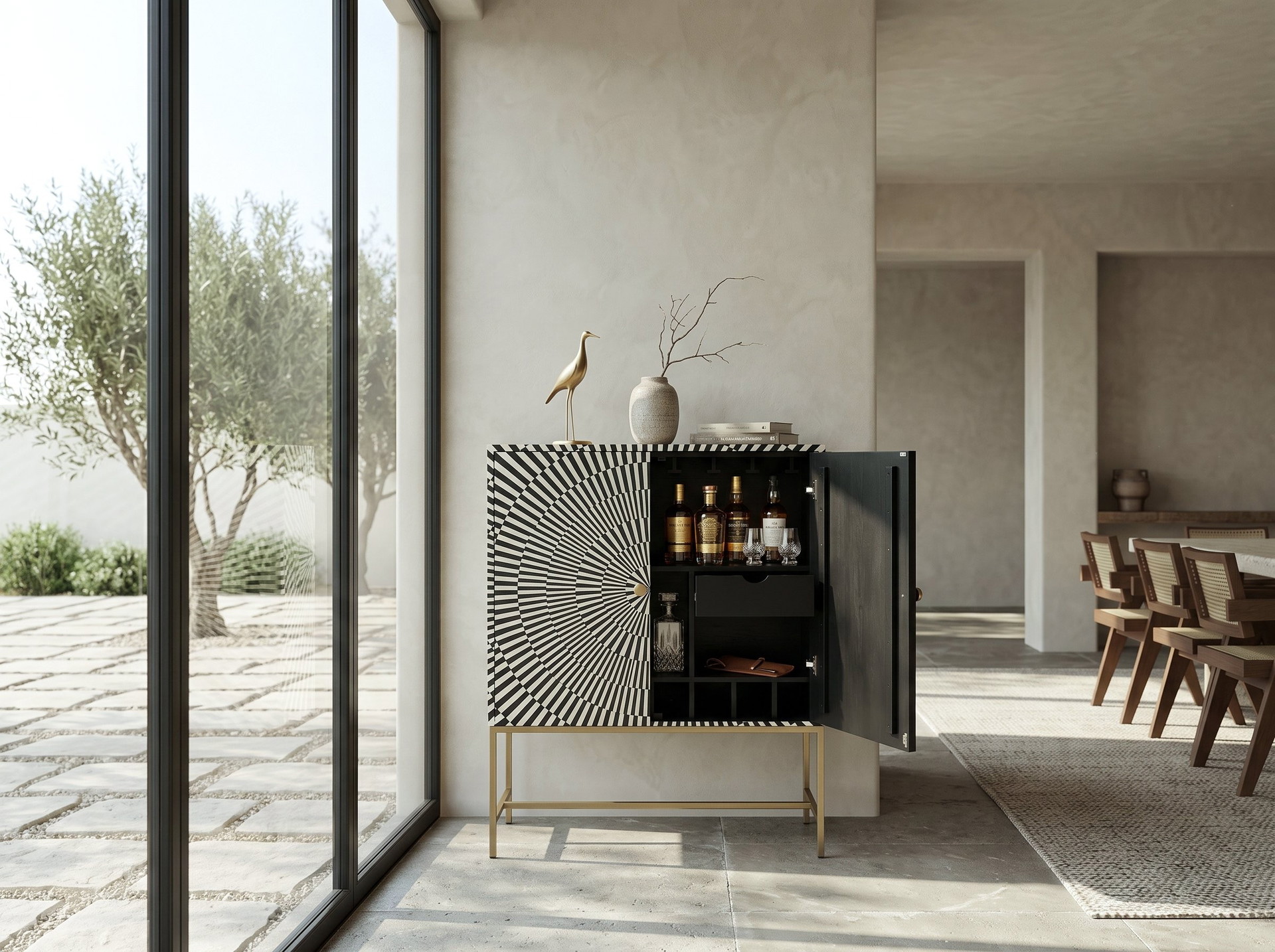 Jester Bone Inlay Bar Storage Cabinet (arriving soon)