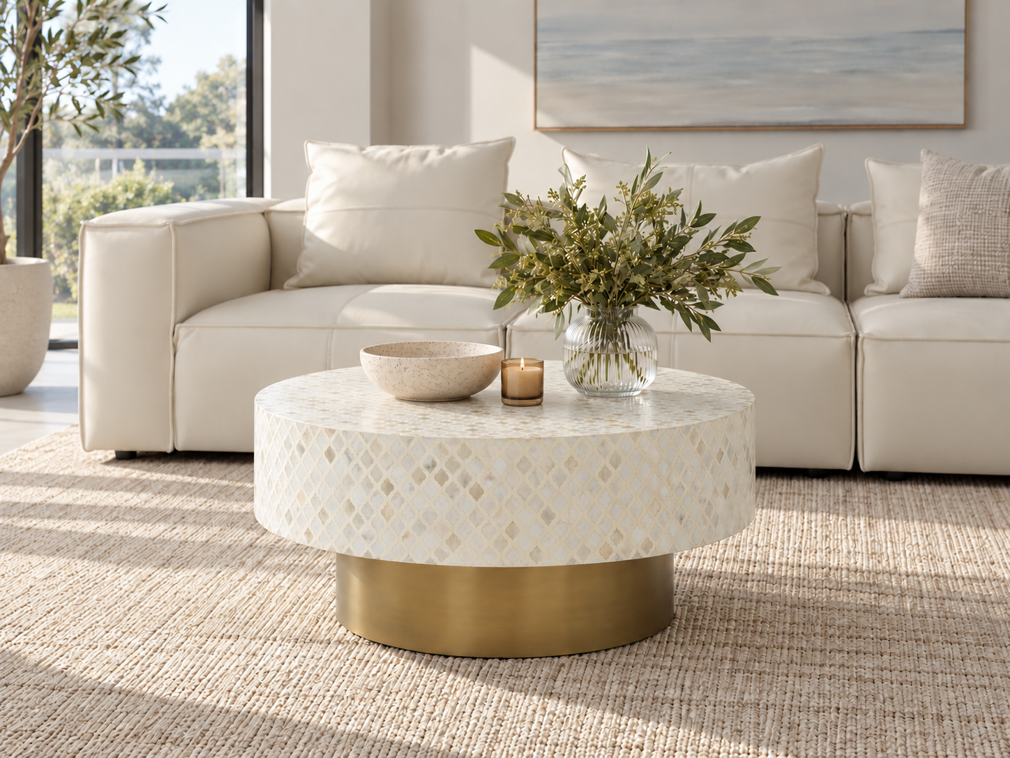 Mira Bone Inlay Round Coffee Table (arriving soon)