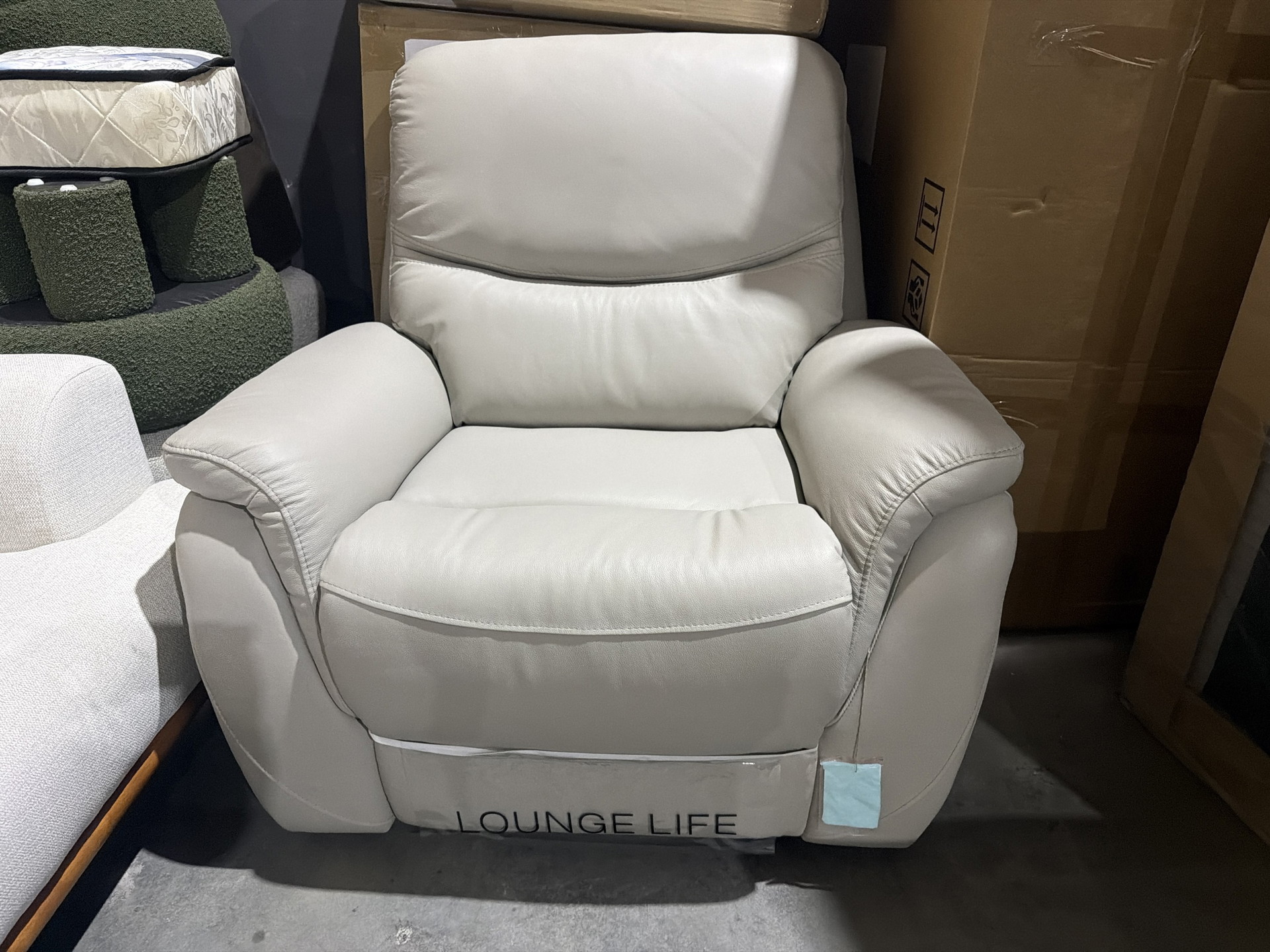 RICHMOND LEATHER RECLINER ARMCHAIR (COLOUR: STANDARD LIGHT GREY, 1