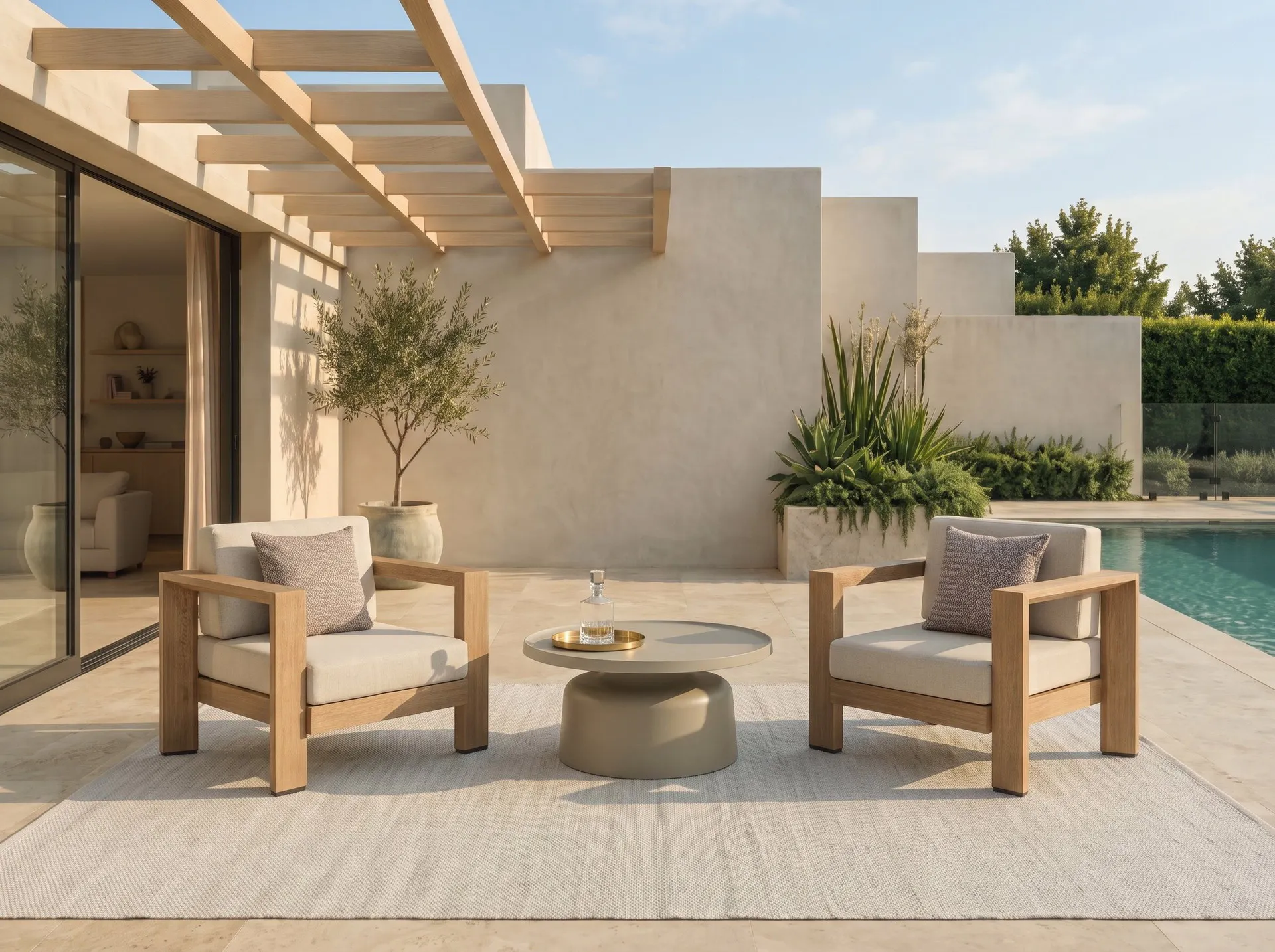 Sunwave Oak Outdoor Armchair Set of Two