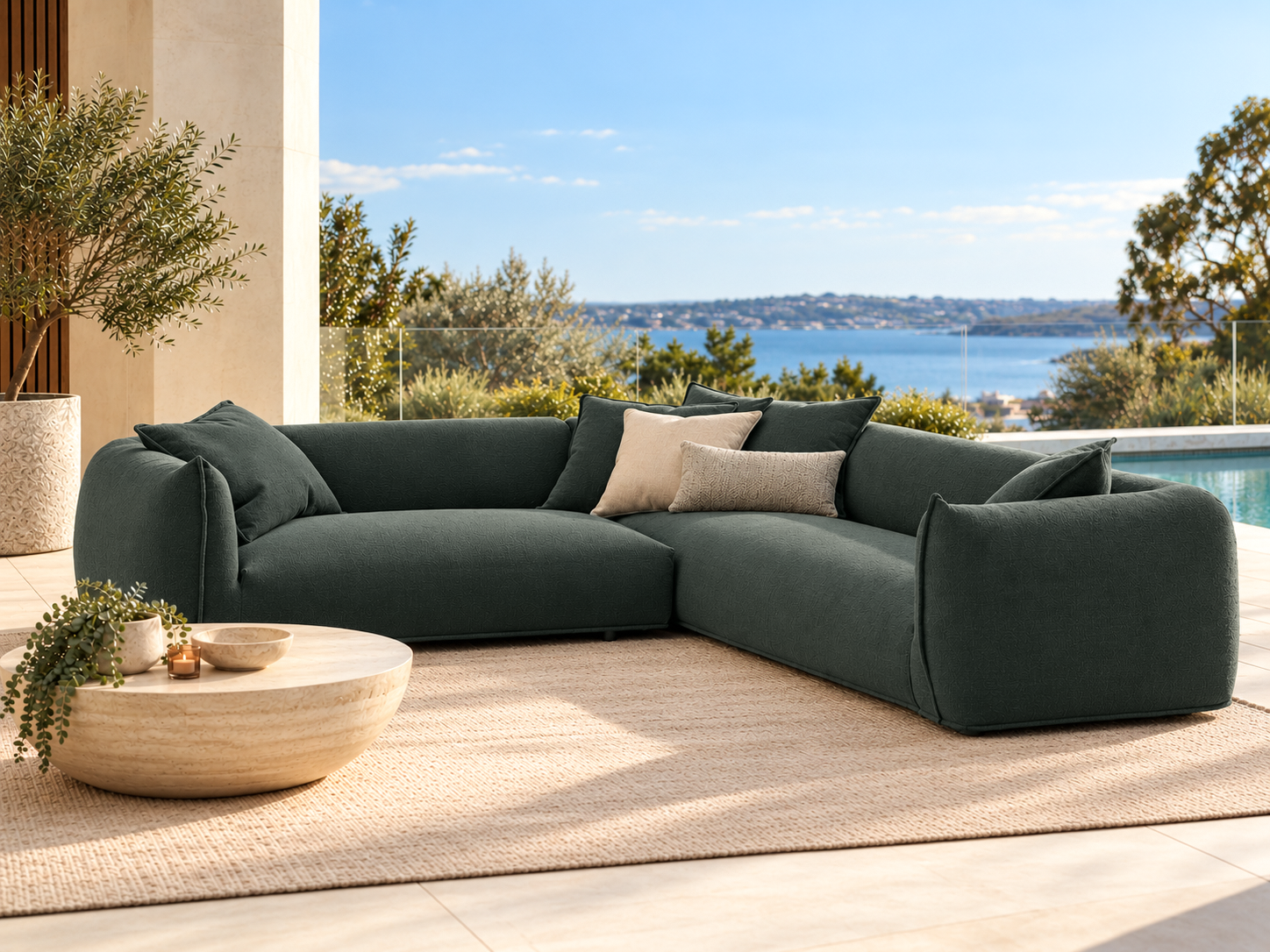 Bask Green Outdoor Corner Lounge