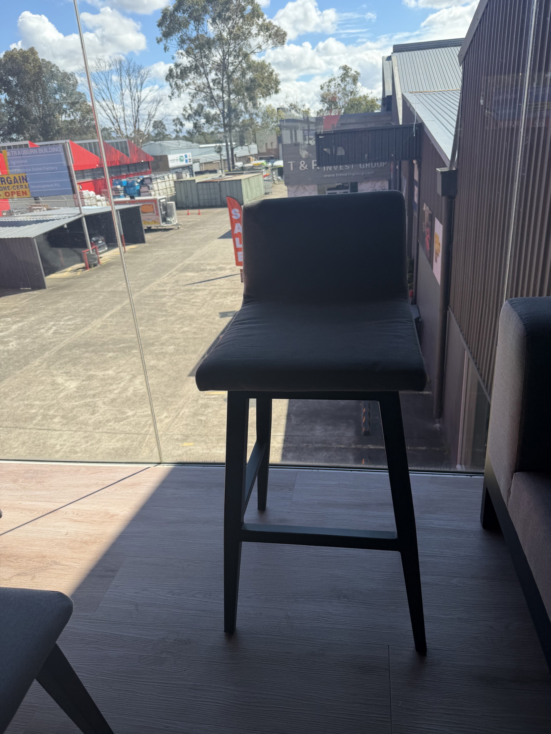 KROES Outdoor Bar Chair (Fabric Colour: Sunbrella Flannelle, Frame Colour: Black Frame) 1