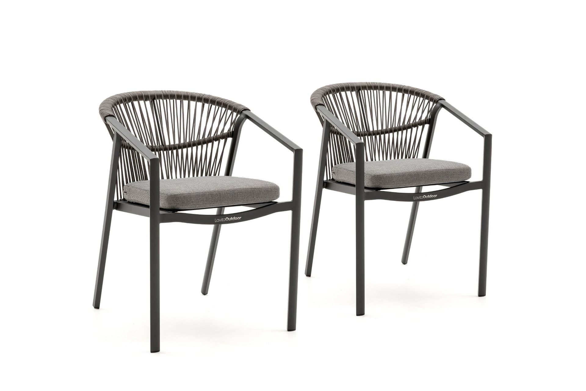 Kova Anthracite Outdoor Rope Dining Chair Set Of 2