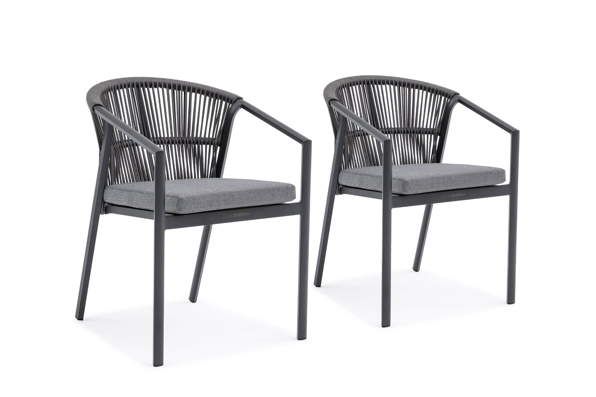 Kiama Anthracite Outdoor Rope Dining Chair Set Of 2