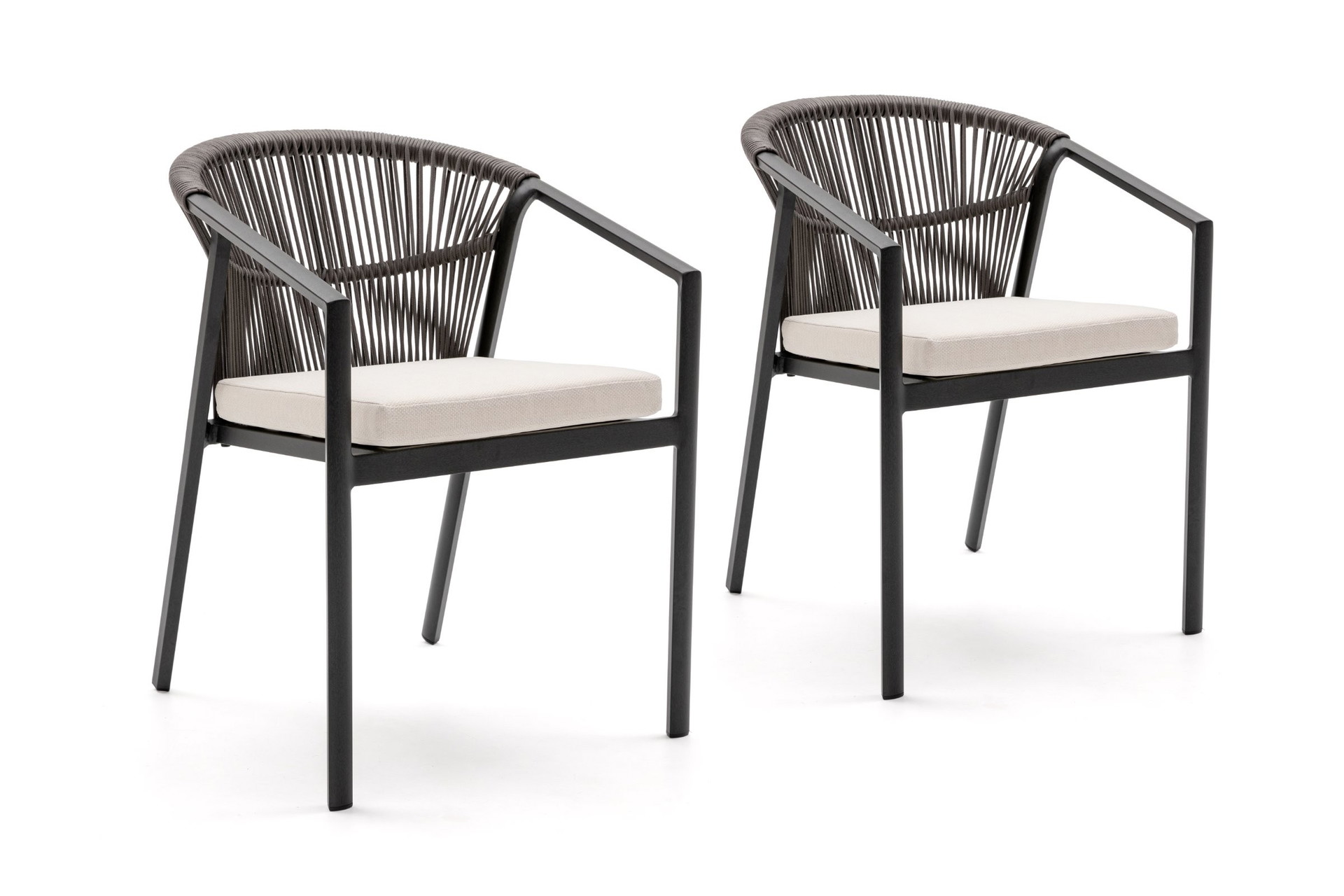 Kiama Ebony Outdoor Rope Dining Chair Set Of 2