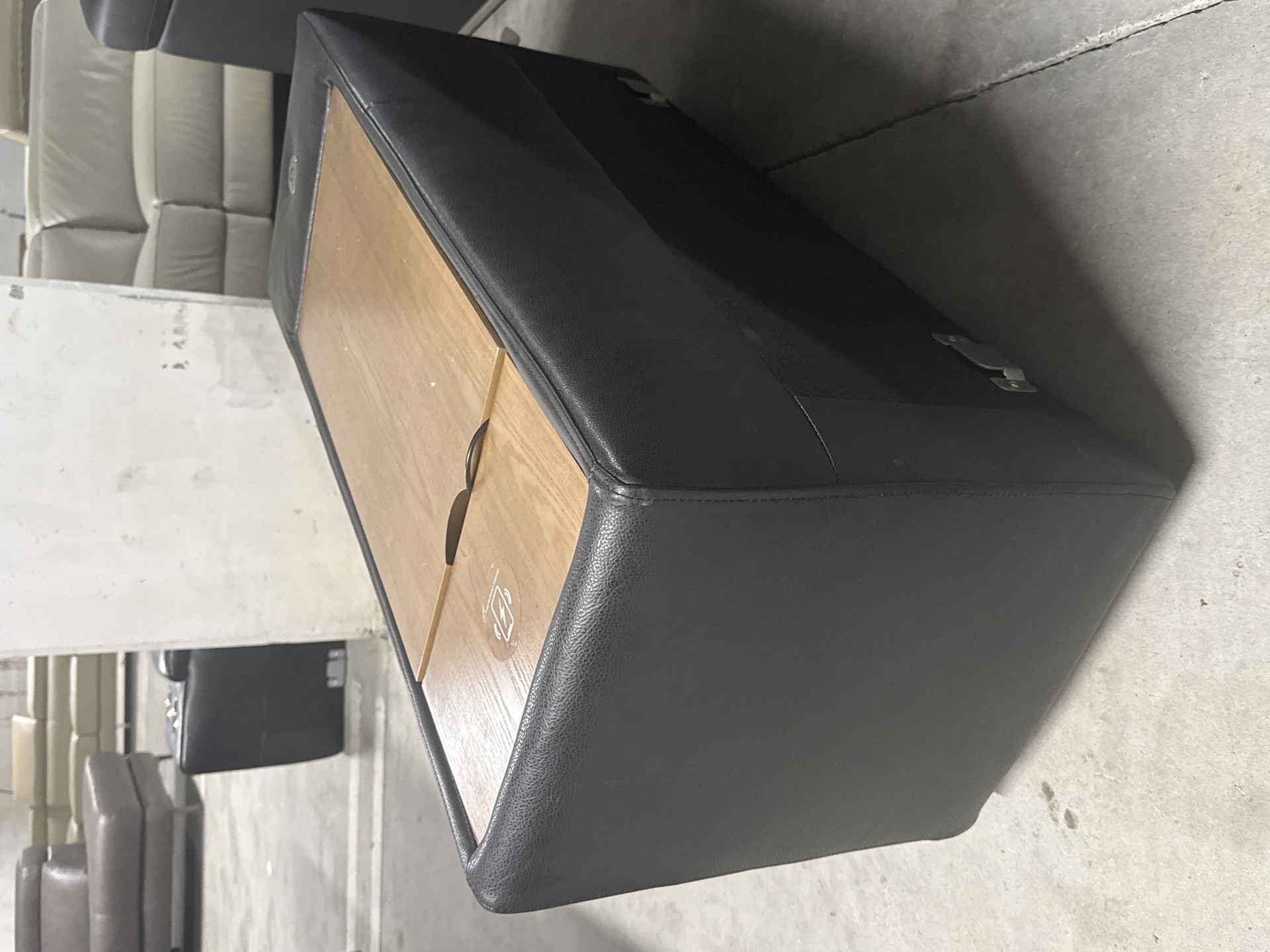 BROADWAY Leather Console With Wireless Charging, Light And Storage (Material: Full Leather, Colour: Essential Black - Sku3821955) 1
