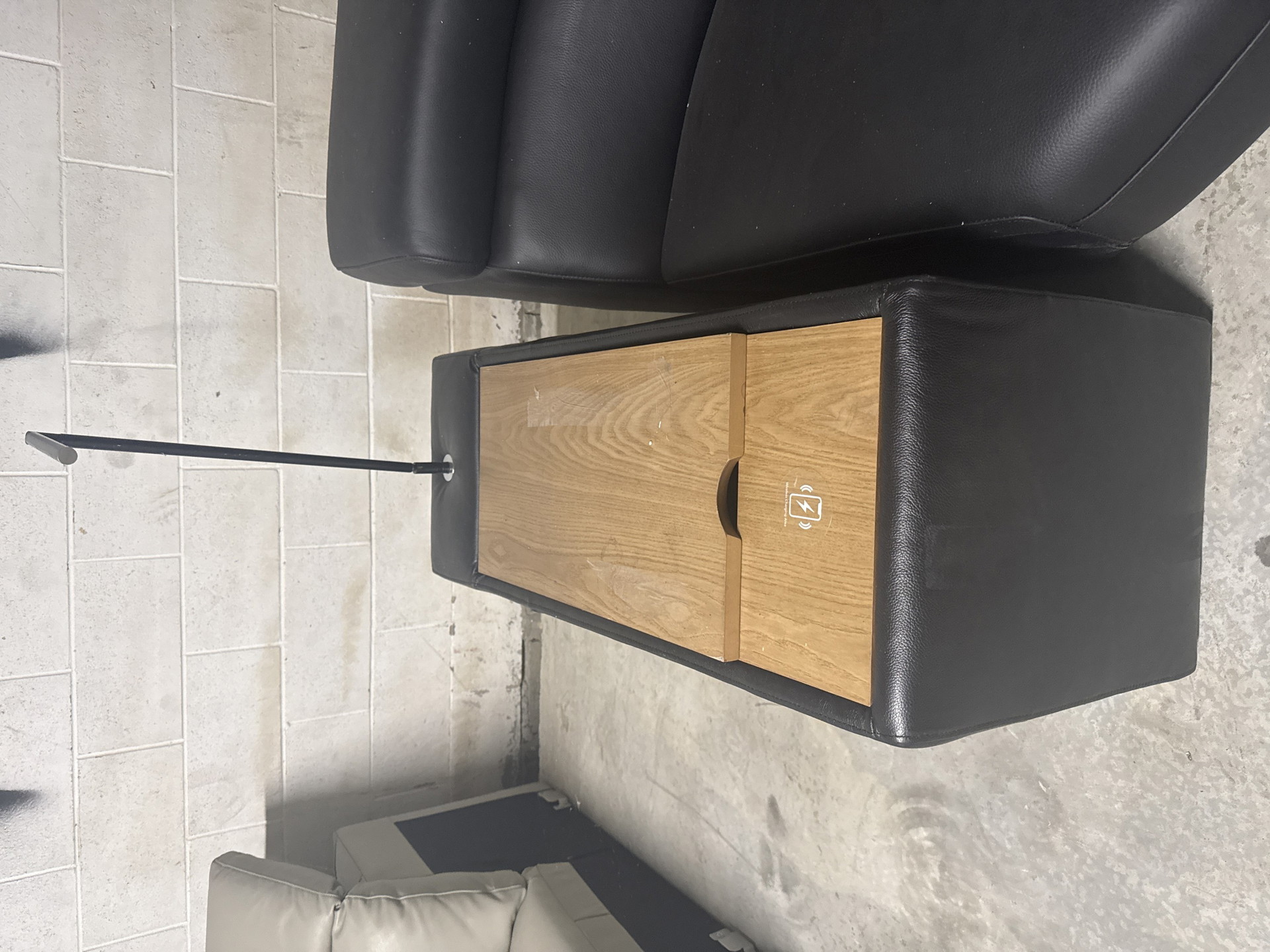 BROADWAY Leather Console With Wireless Charging, Light And Storage (Material: Full Leather, Colour: Prestige Black) 1
