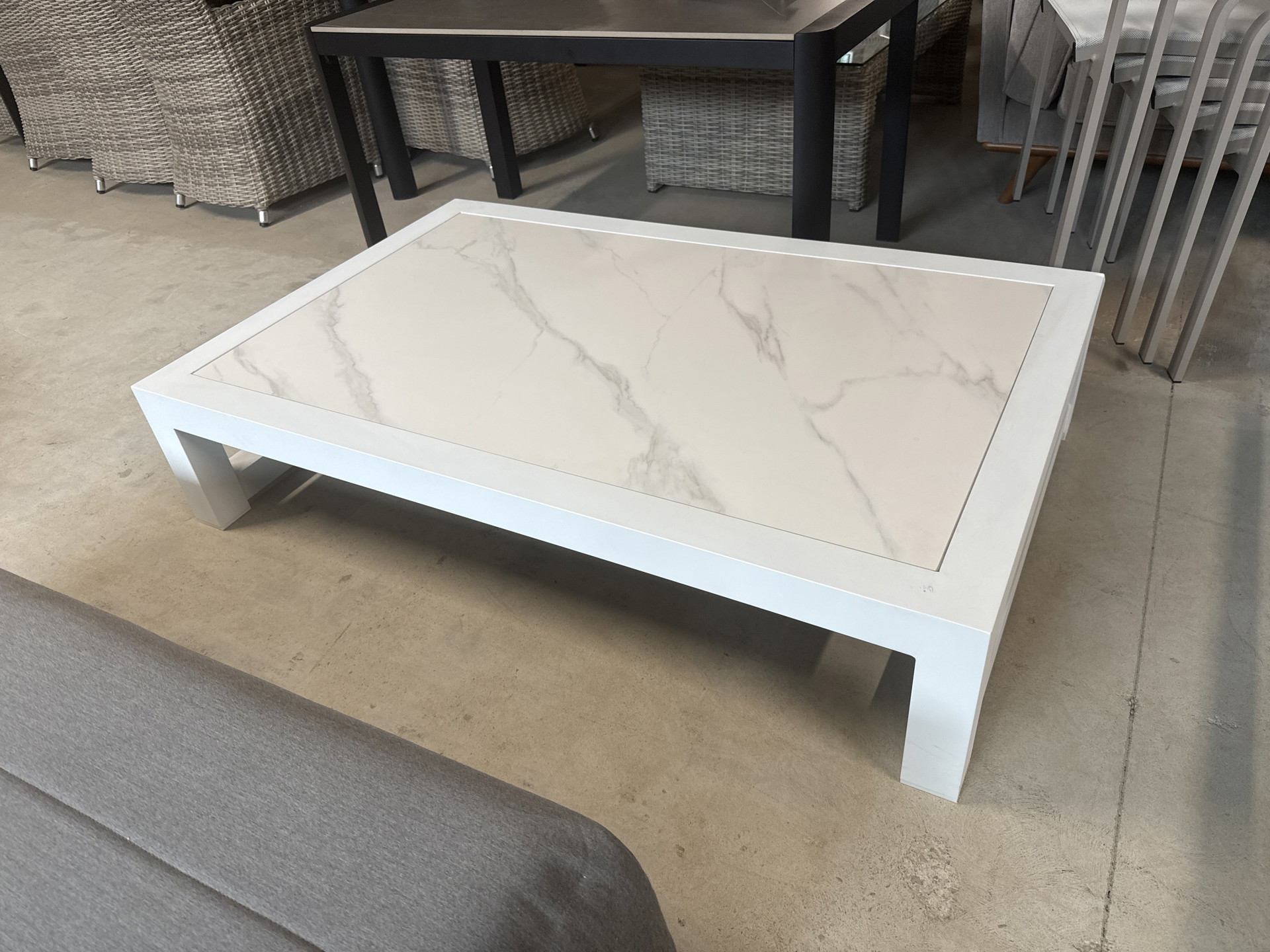 BYRON WHITE Outdoor Rectangular Coffee Table (Frame Colour: White Aluminum, Top Colour: Wh Ceramic) 1
