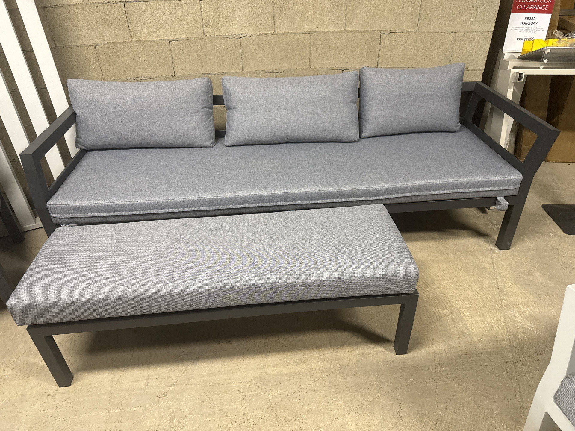 NEW BONDI CHARCOAL Three Seat Sofa + Bench Module 1