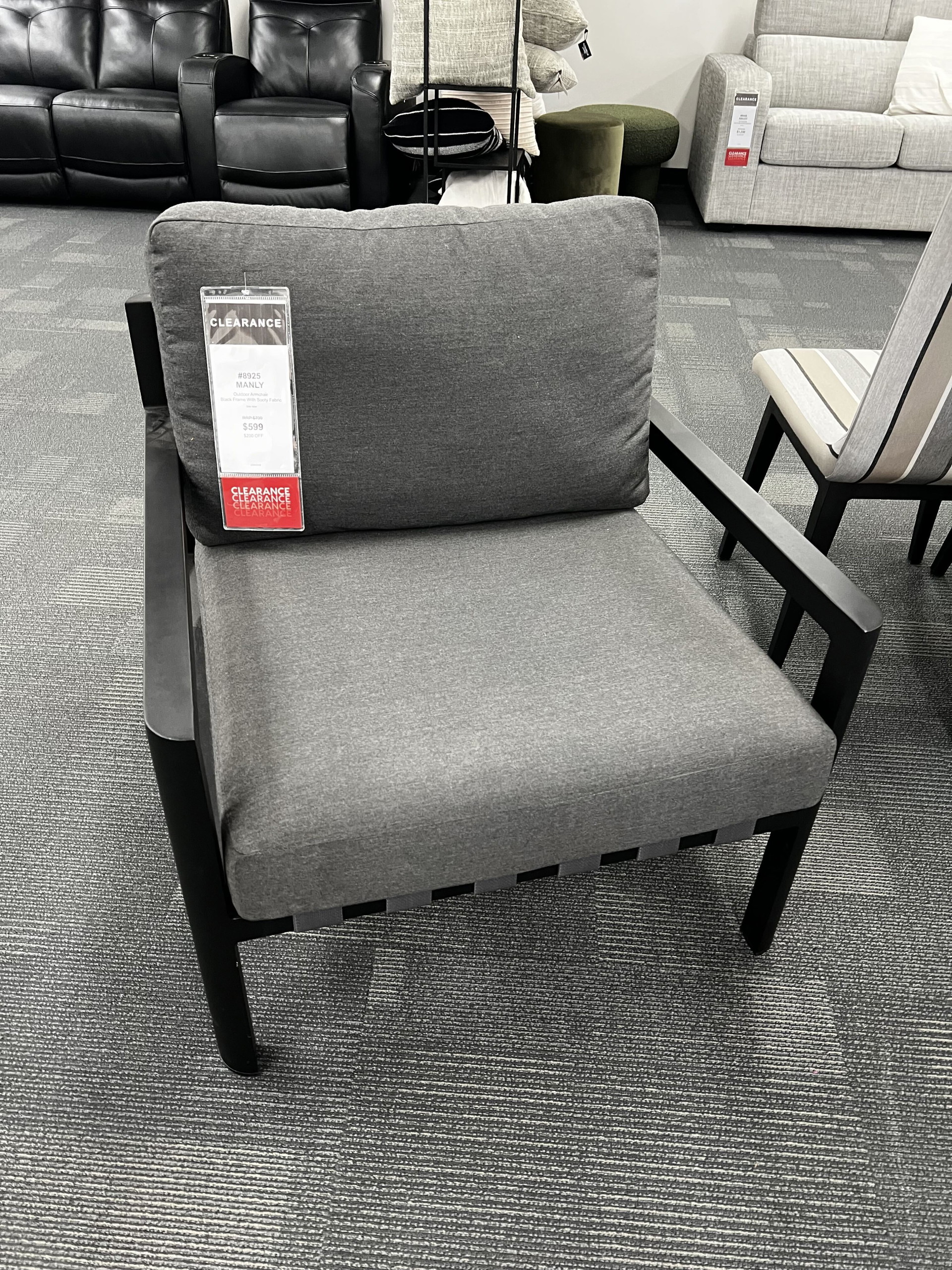 MANLY Outdoor Armchair (Black Frame With Sooty Fabric) 1