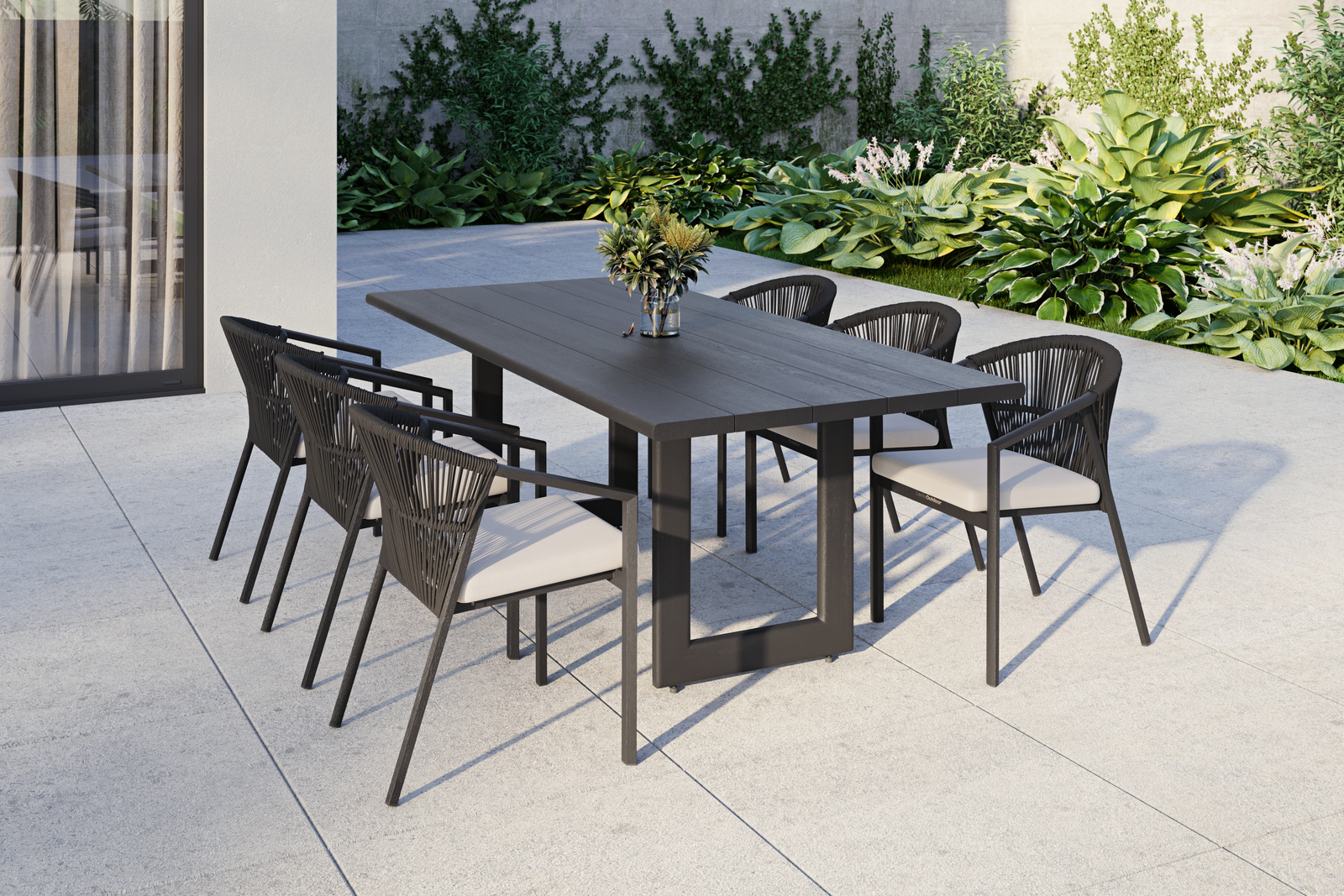 Balmain Ebony 7 - Piece Outdoor Dining Set With Kiama Ebony Chairs