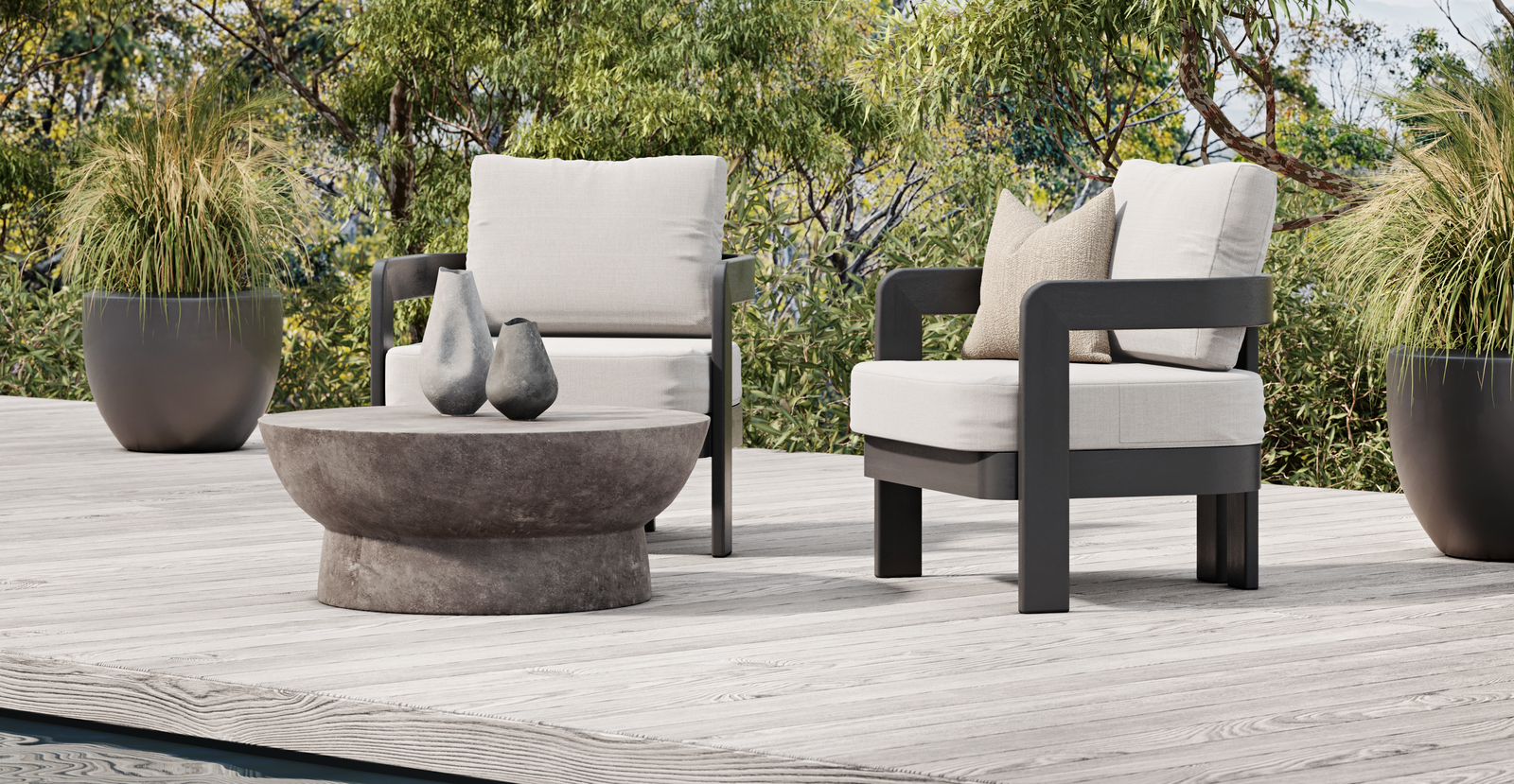 Balmain Ebony Outdoor Armchair Set of Two