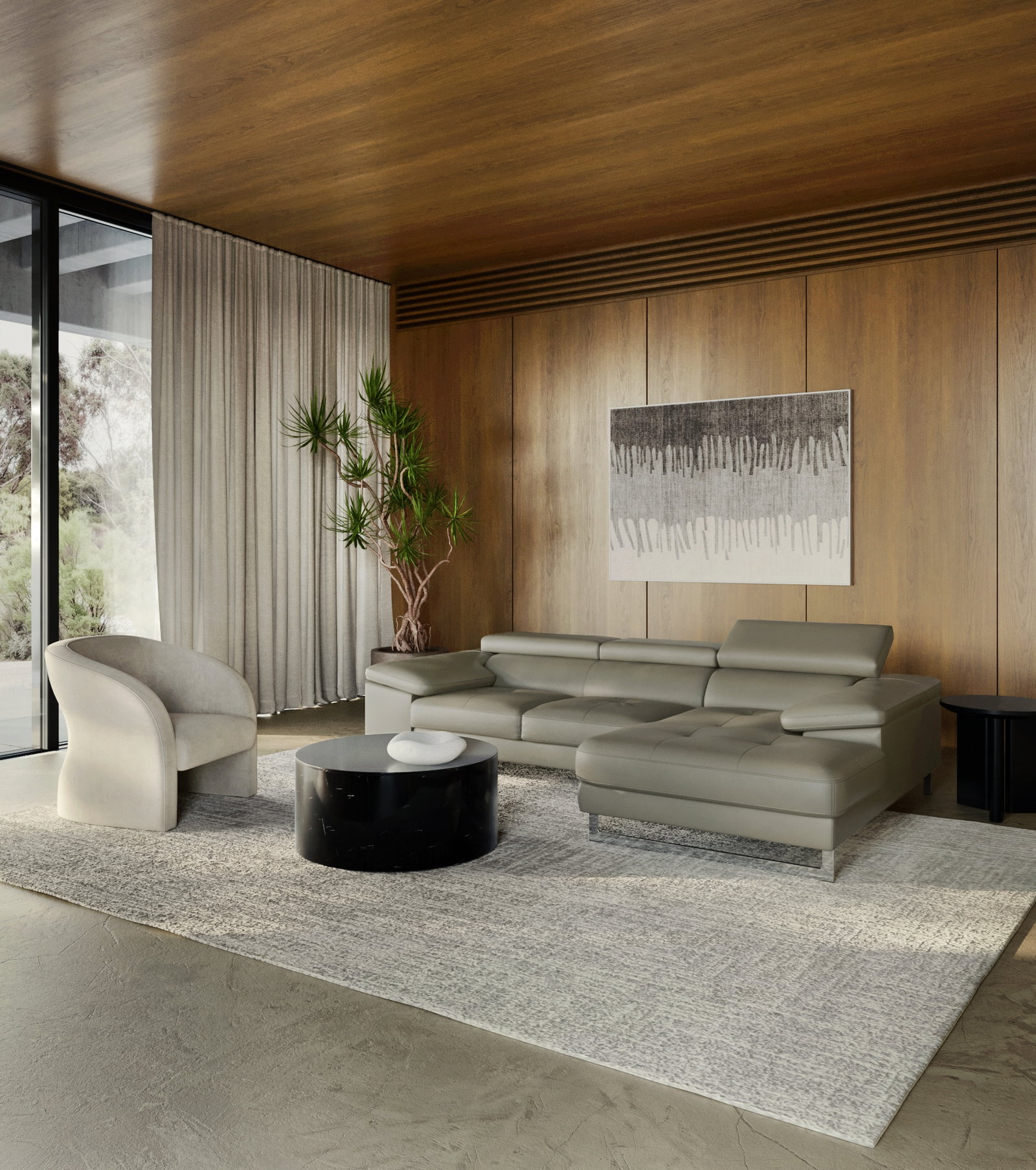 Boston Leather Chaise Lounge Option A