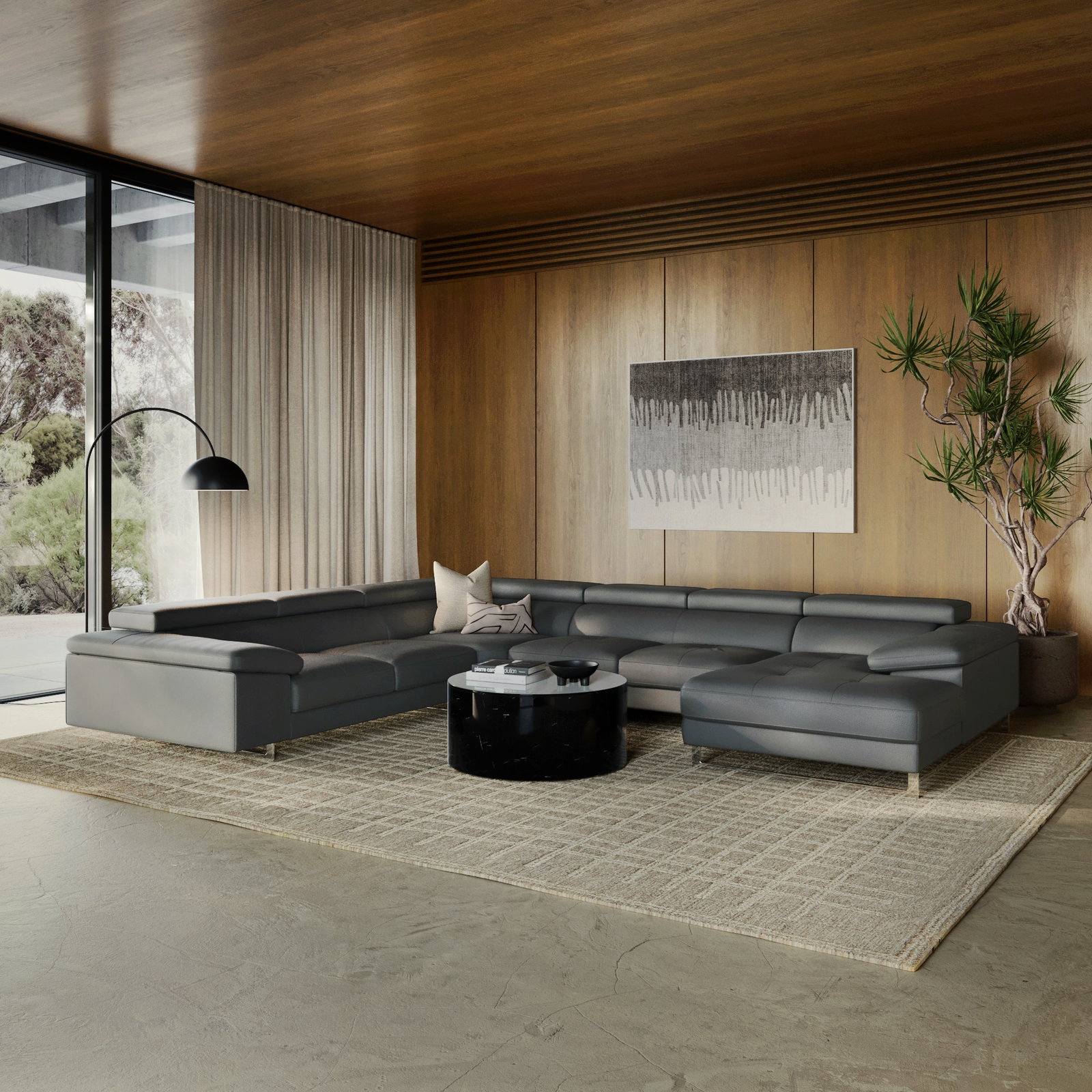 Boston Leather Modular Lounge Option A