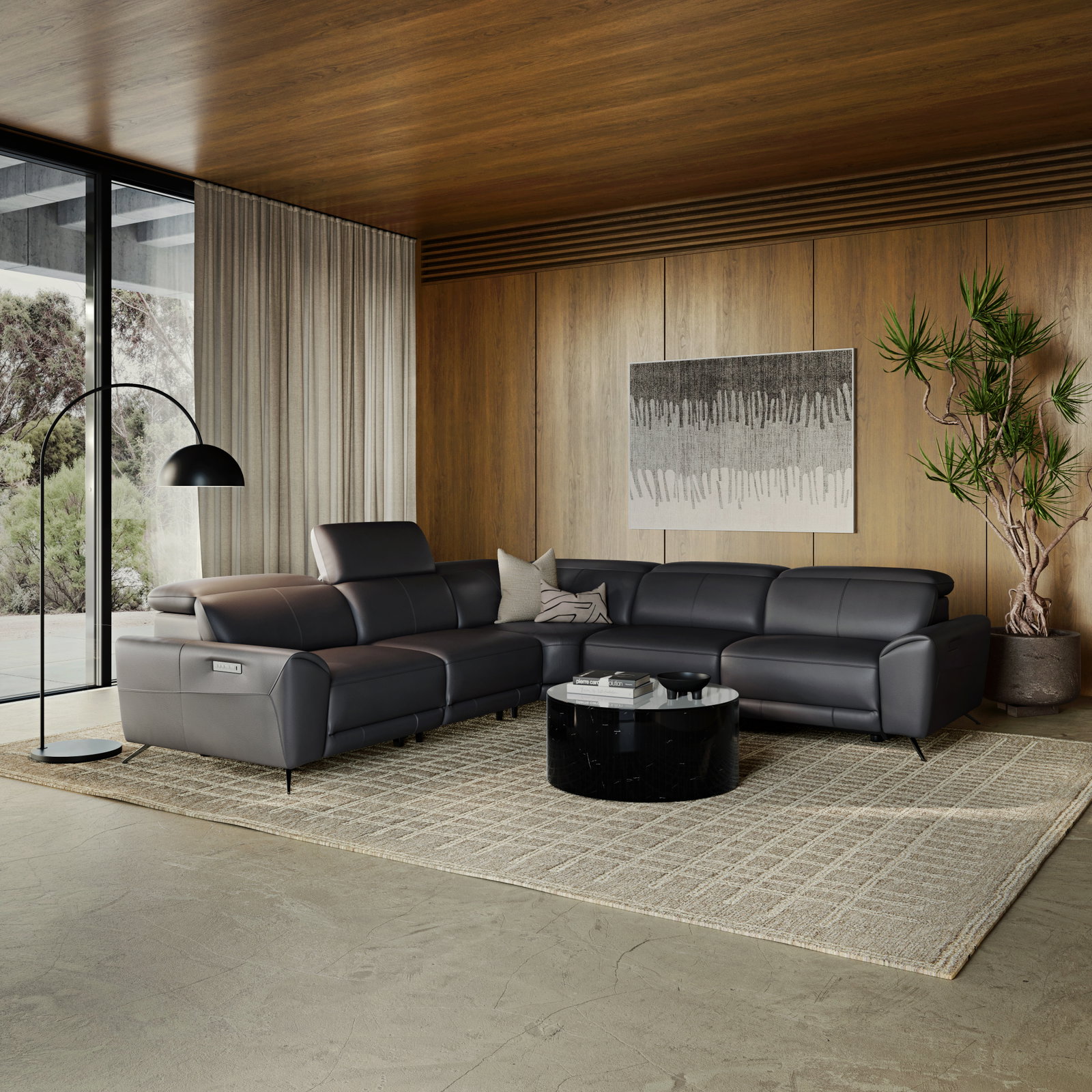Dover Leather Recliner Corner Lounge Option A