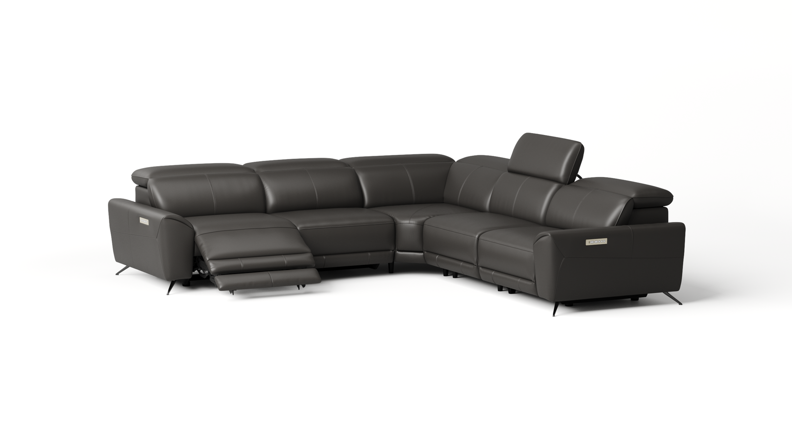 Dover Leather Recliner Corner Lounge Option A With 3 Electric Recliners