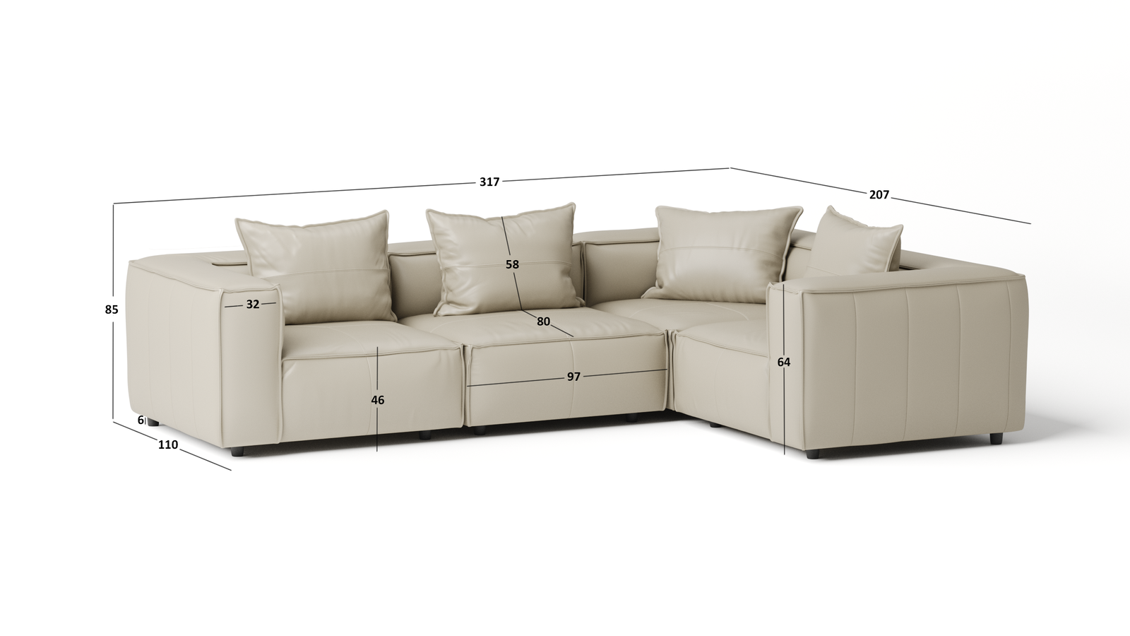 Enzo Leather Corner Lounge Option E
