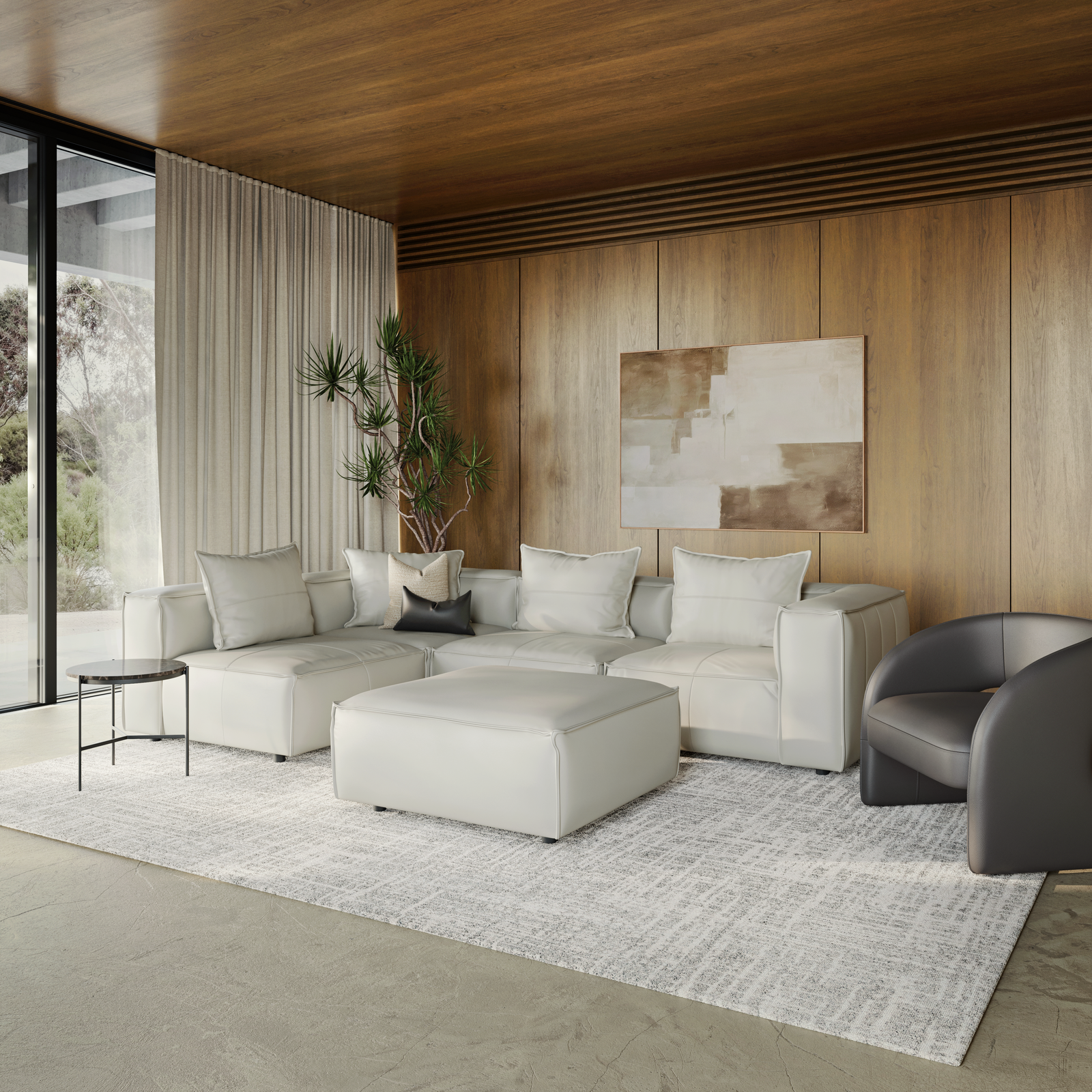 Enzo Leather Ottoman