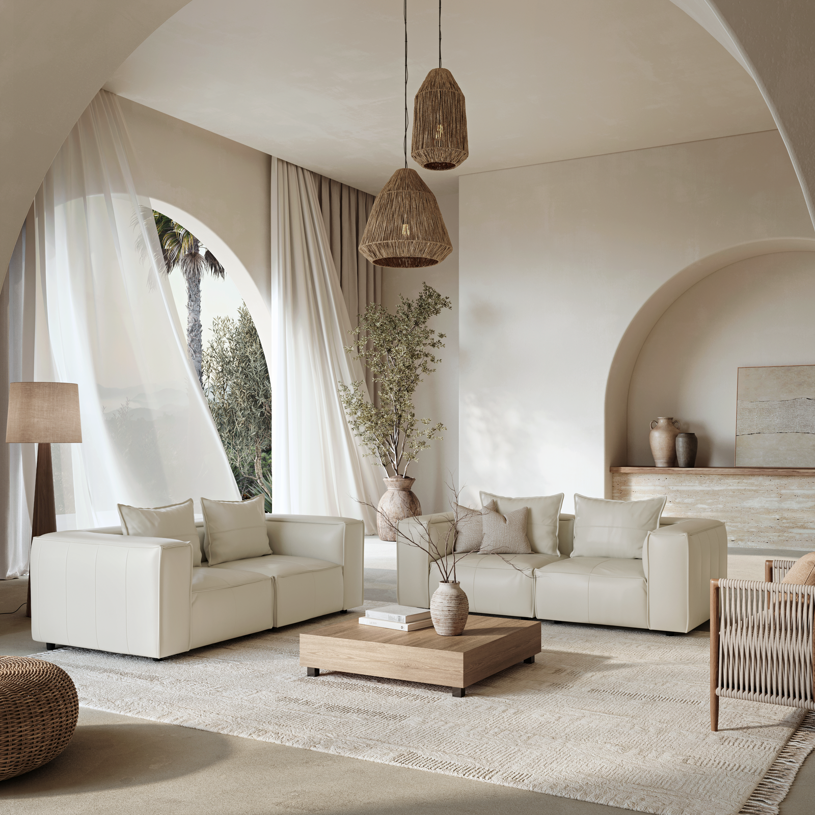 Enzo Leather Two Seat Sofa