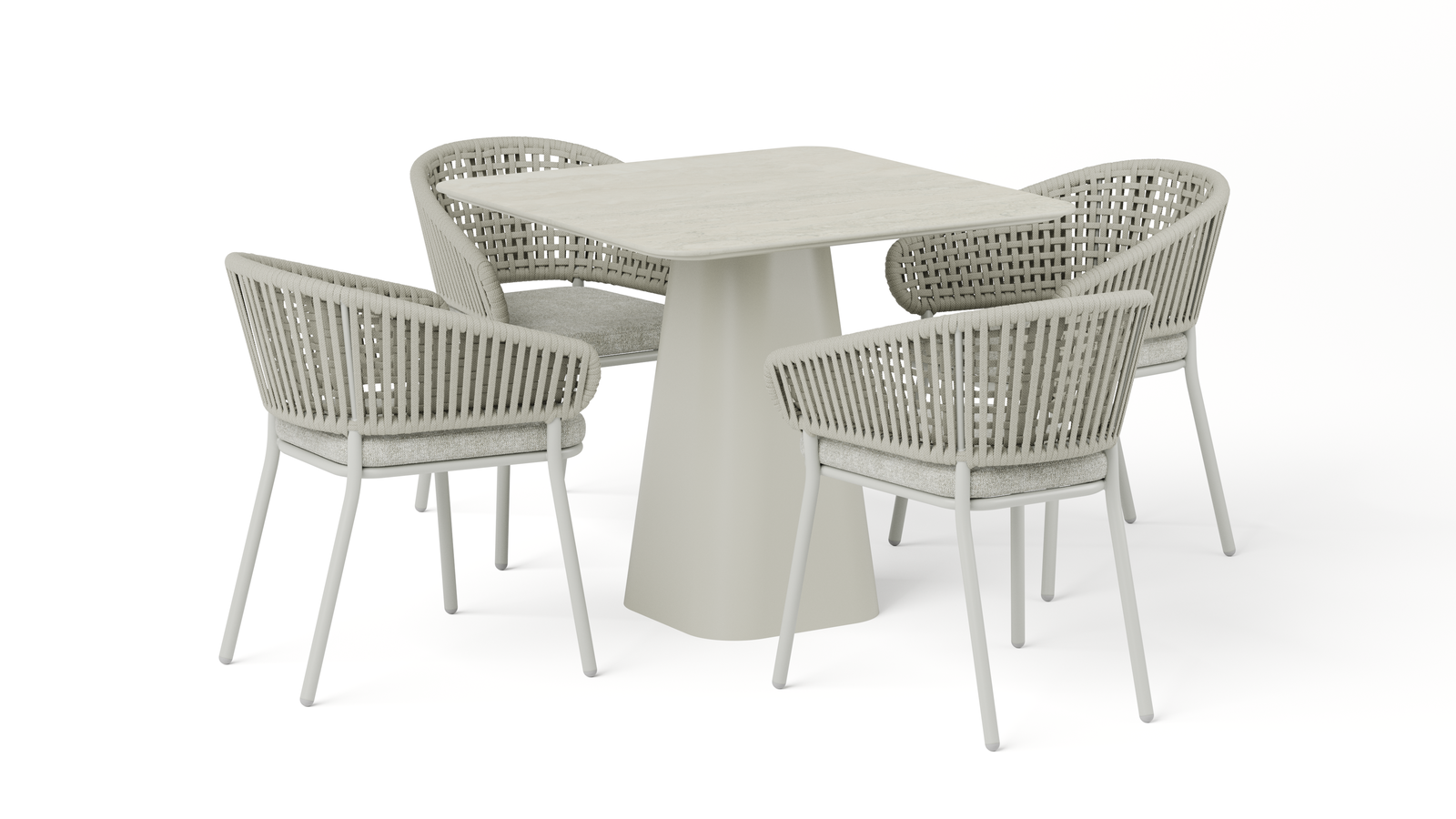 Flume Square 5-Piece Dining set with Rope Chairs