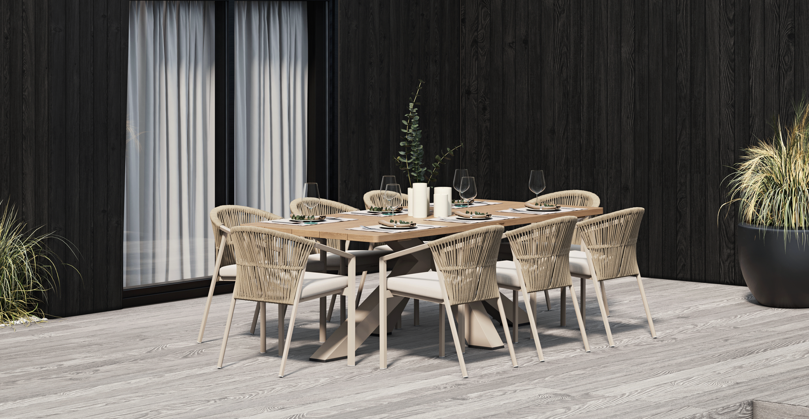 Fraser Mocha 9-piece Outdoor Dining Set With Kiama Mocha Chairs 7