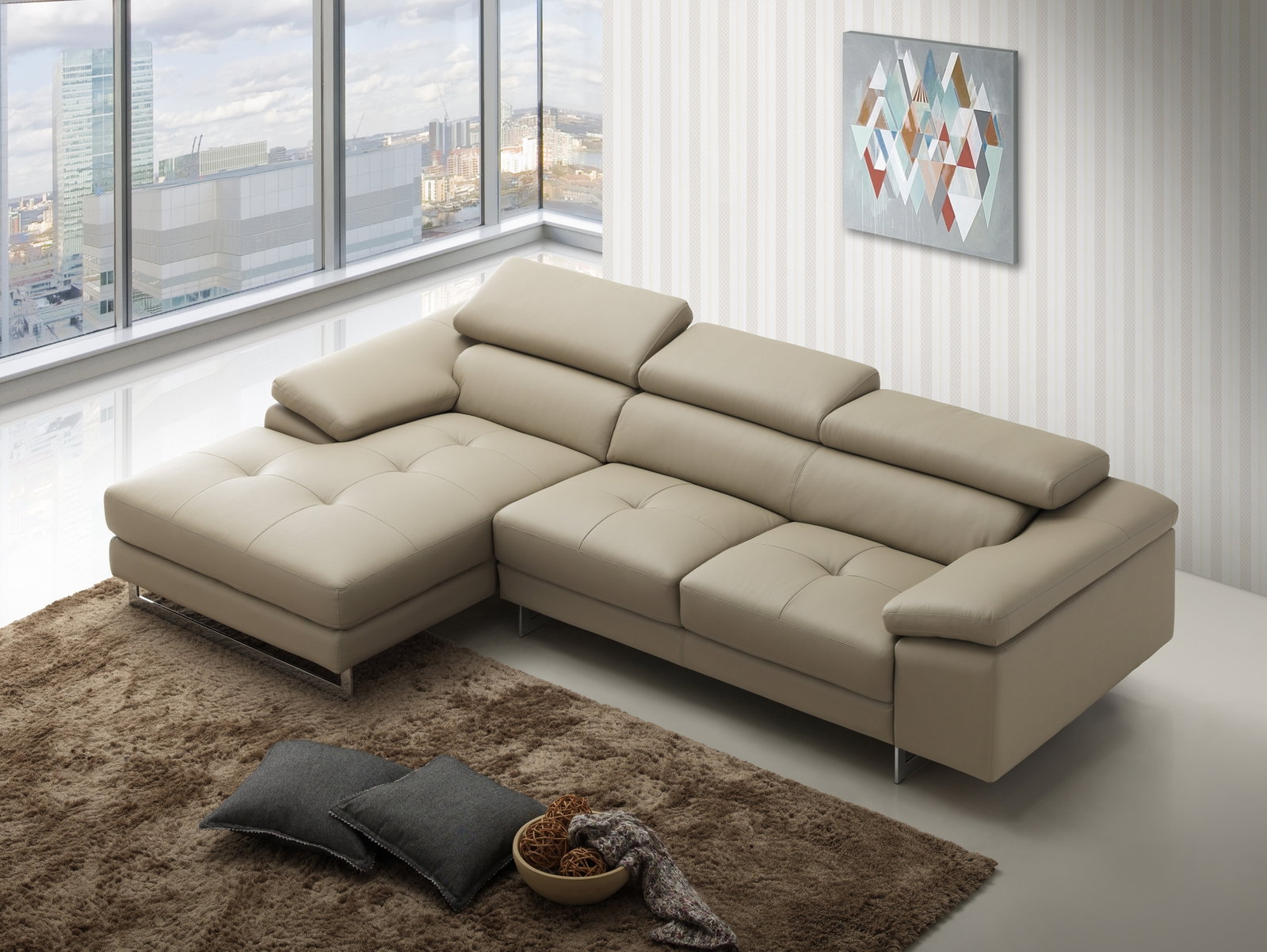 Boston Xpress Smoke Leather Chaise Lounge