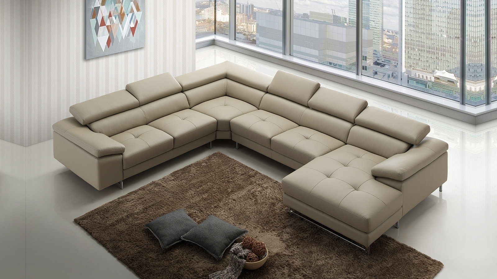 Boston Xpress Smoke Leather Modular Lounge
