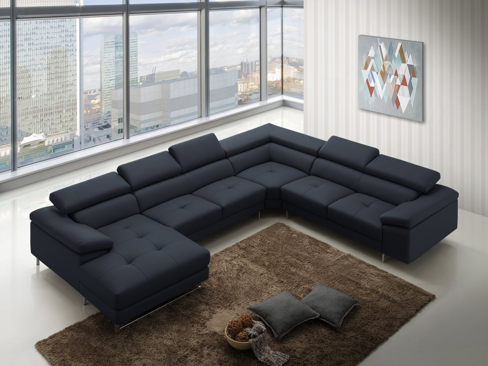 Boston Xpress Black Leather Modular Lounge