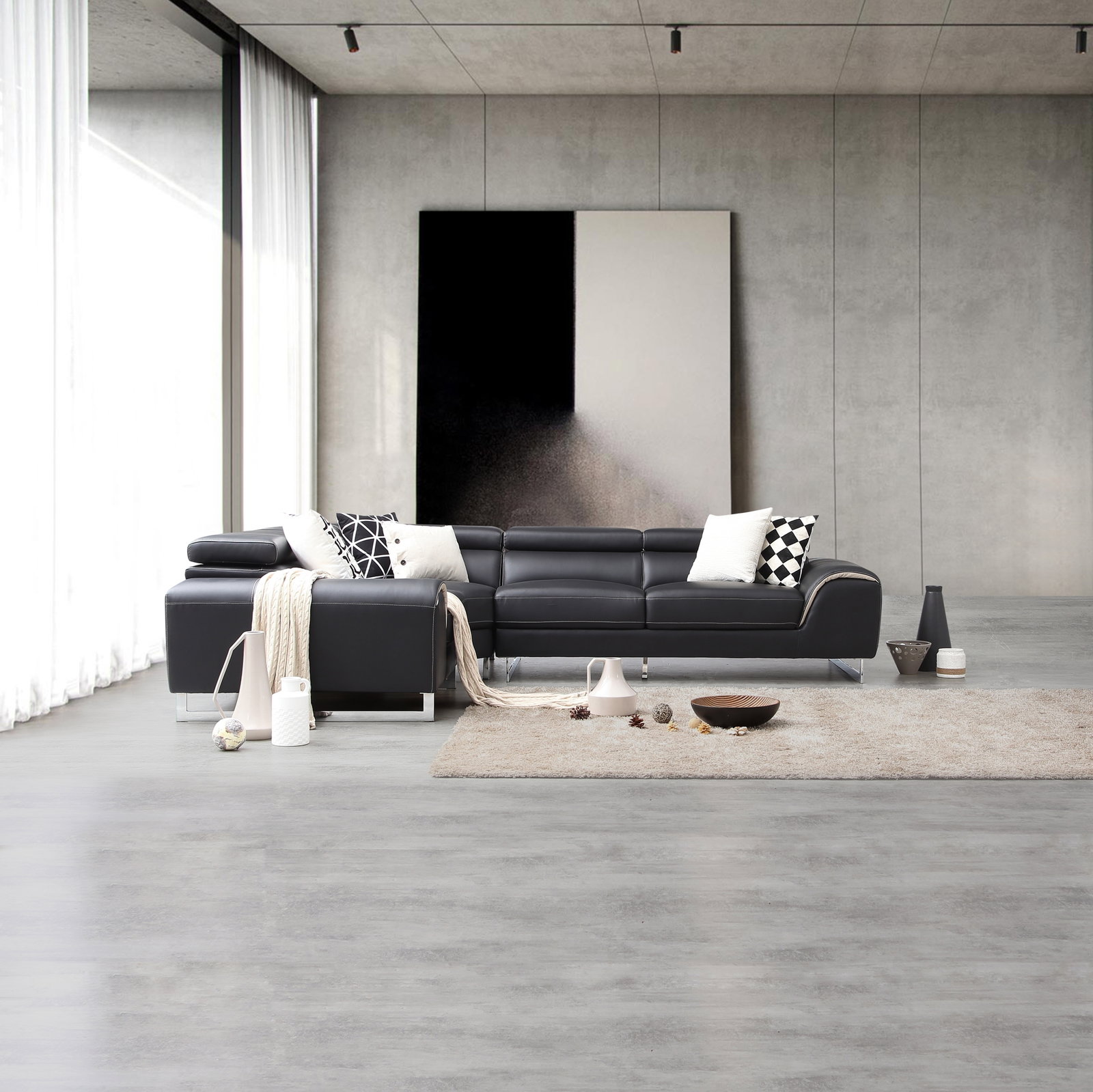 Cleo Leather Corner Lounge Option E