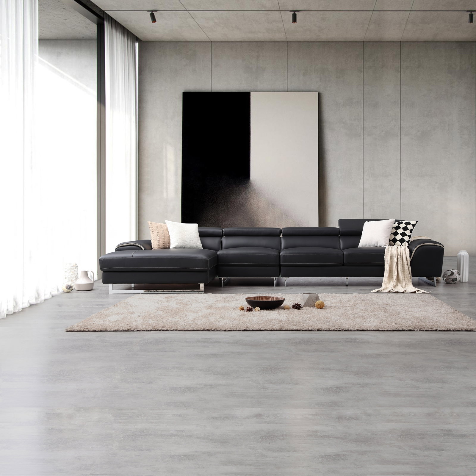 Cleo Leather Chaise Lounge Option B