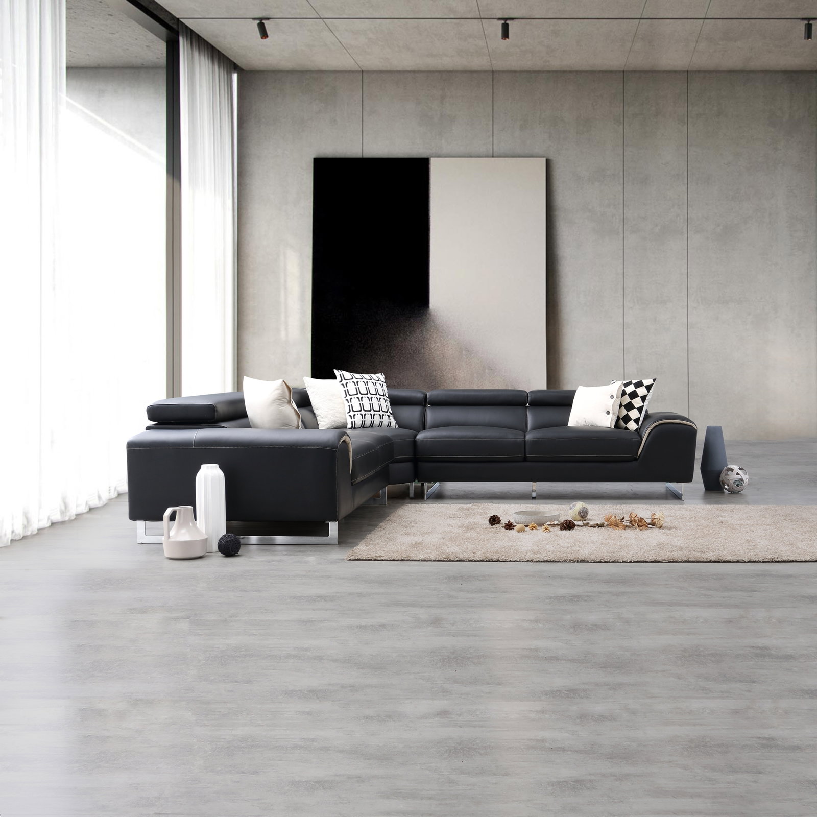 Cleo Leather Corner Lounge Option A