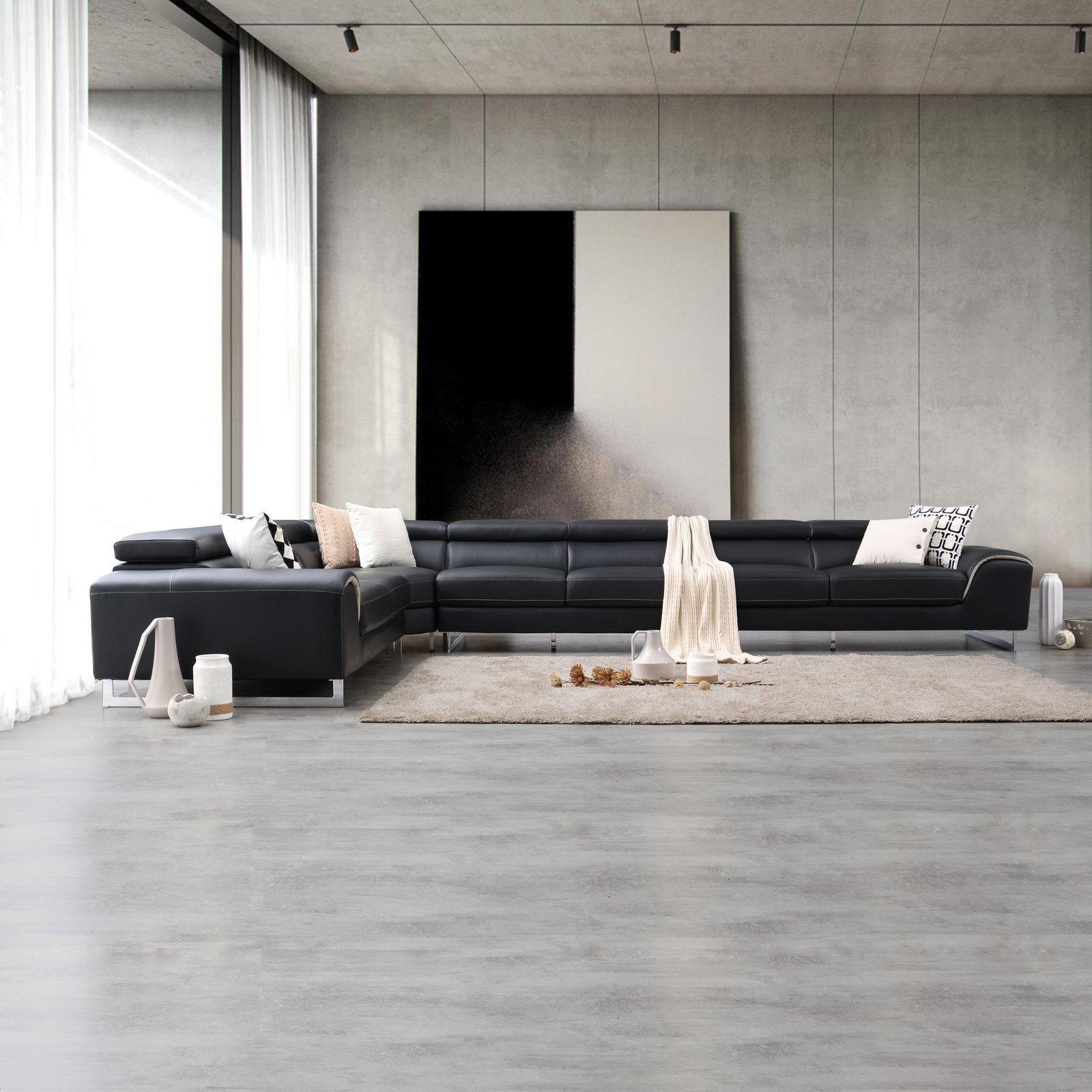 Cleo Leather Corner Lounge Option C