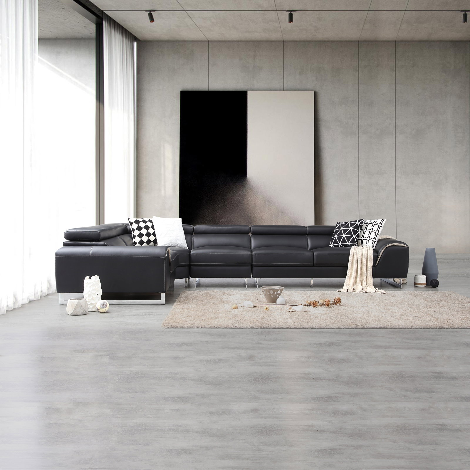Cleo Leather Corner Lounge Option F