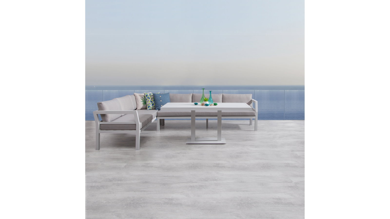 Bondi White Outdoor Aluminium Lounge & Dining Combo