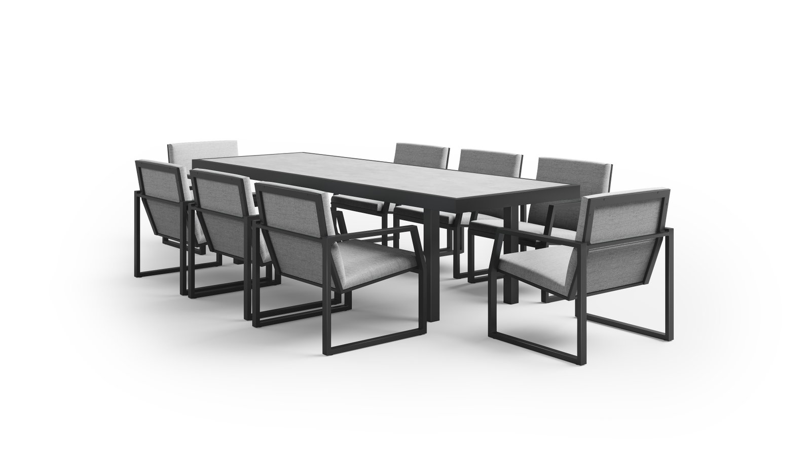 Invini Black Large 9-piece Outdoor Ceramic Dining Set
