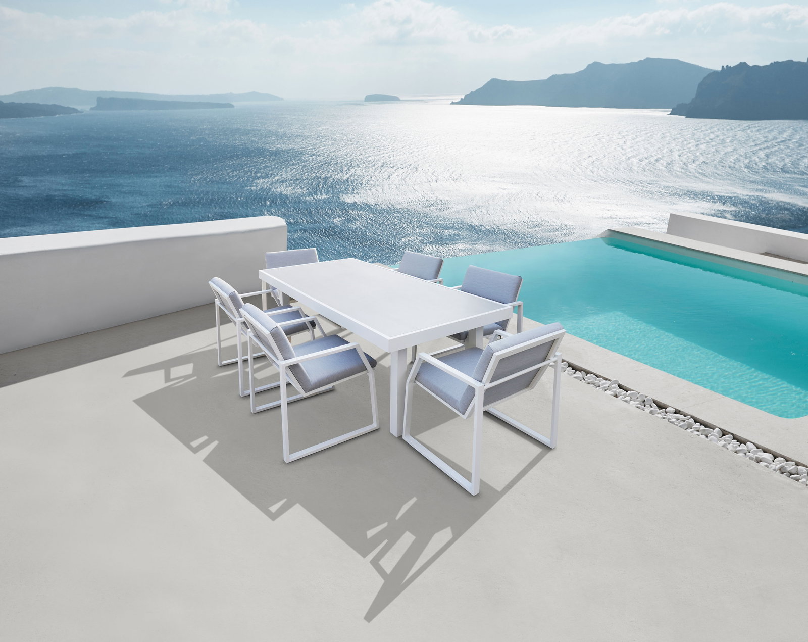 Invini White 7-piece Outdoor Ceramic Dining Set
